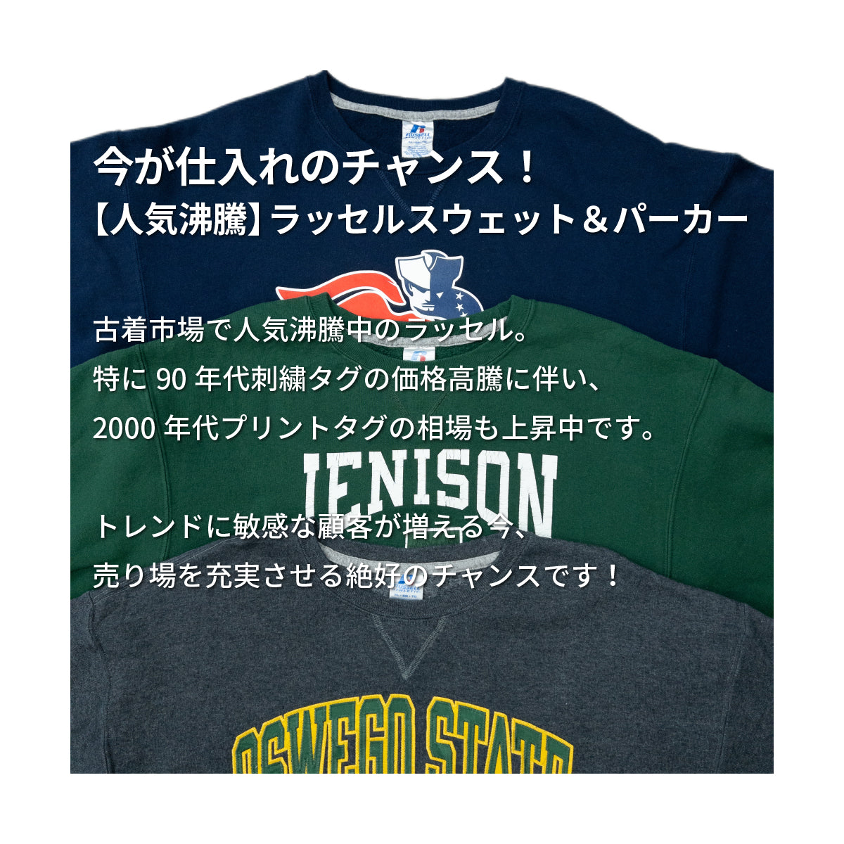 【2日間限定】90s~00s ラッセルスウェット&パーカー(10枚組)
