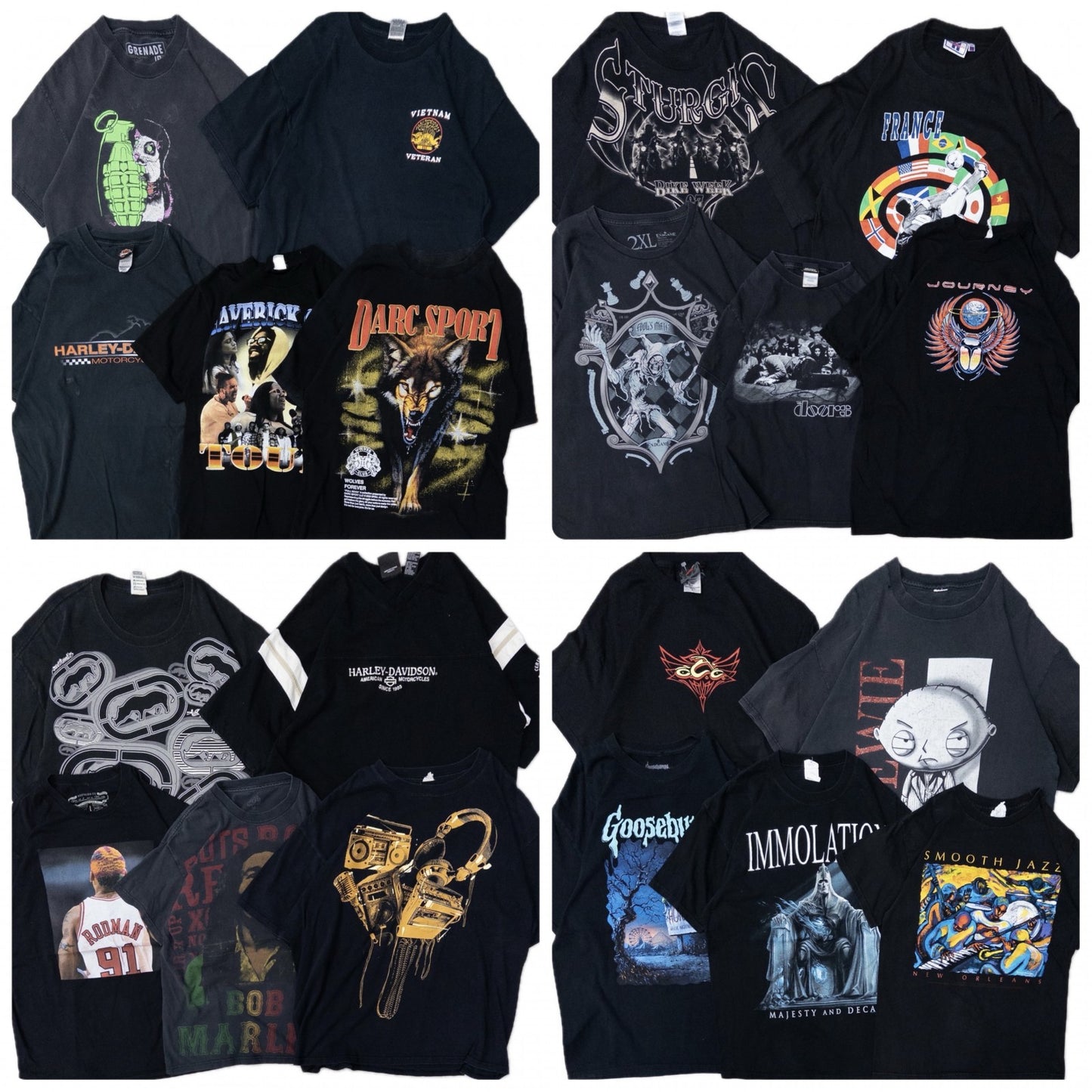 古着卸 現物まとめ売り 洗濯済み 00s~ 良デザイン ブラックTシャツ 20枚セット (S-XXL) ハーレーダビッドソン等