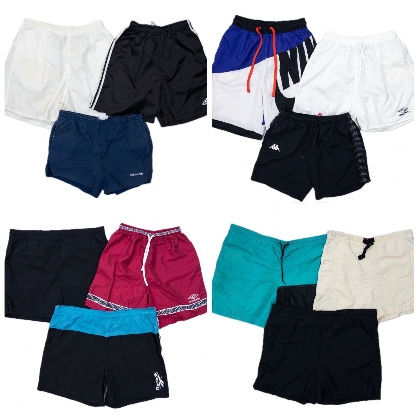 古着卸 現物まとめ売り 洗濯済み スポーツ ブランドミックス ナイロンハーフパンツ 12枚セット (S-XL) ナイキ、リーボック等