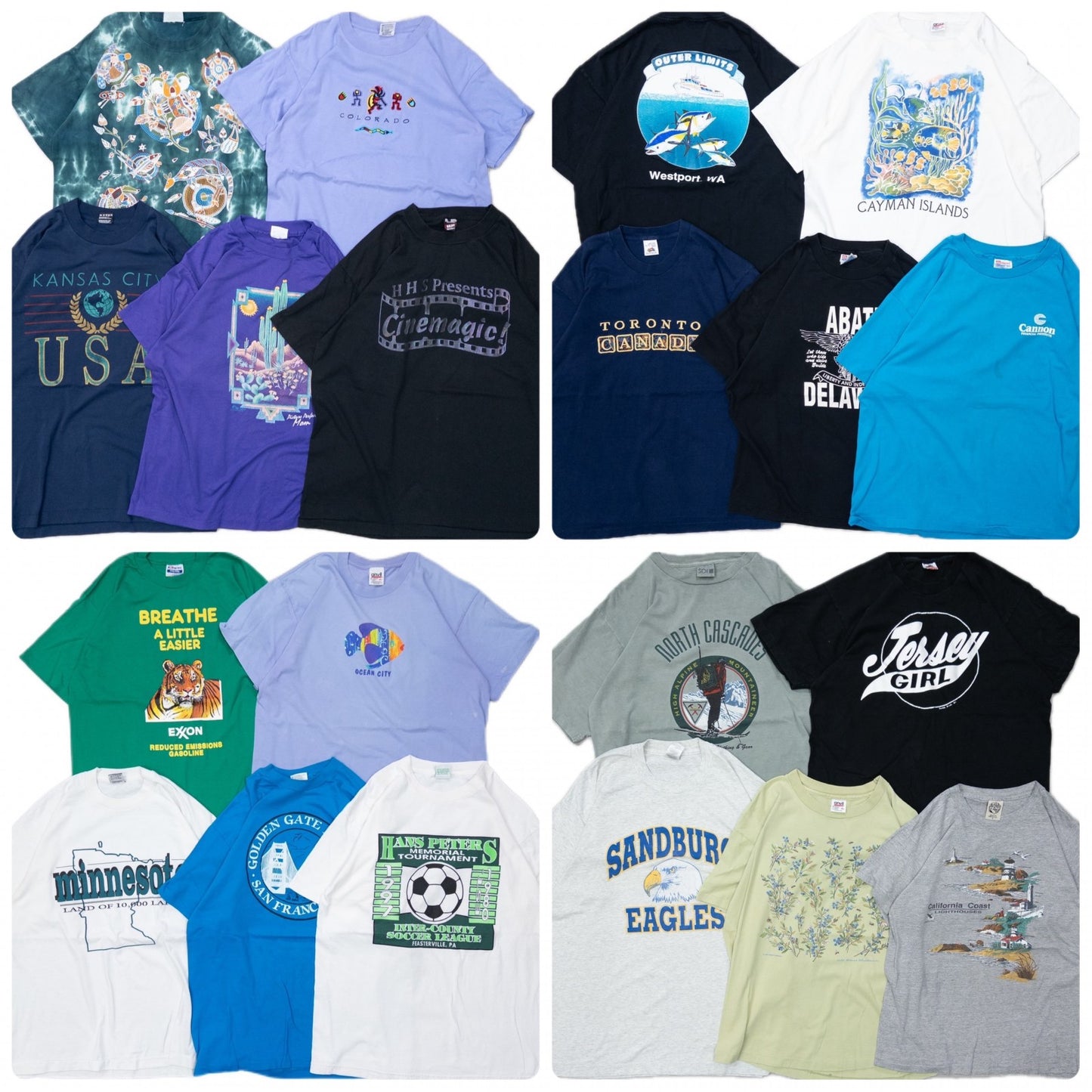 古着卸 現物まとめ売り 洗濯済み 90s シングルステッチ 半袖 カラーTシャツ 20枚セット(M-XL)
