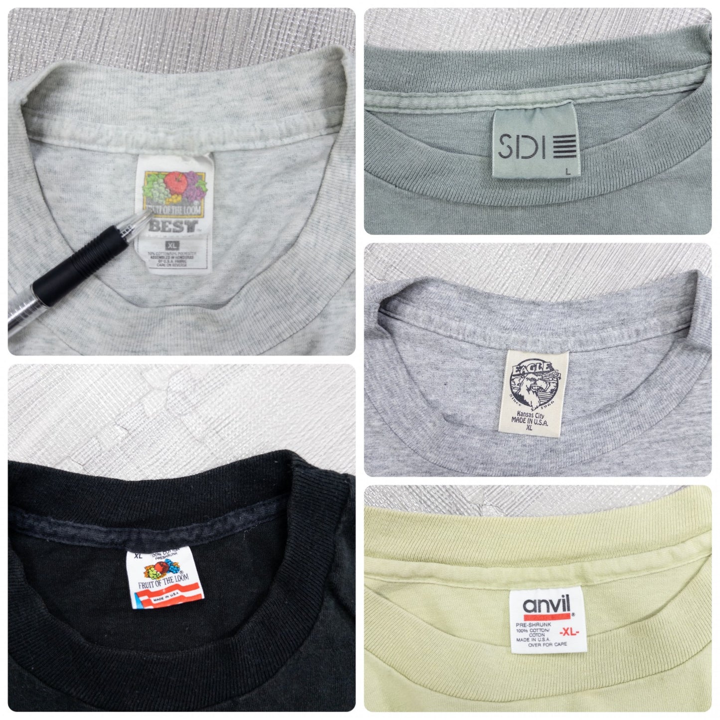 古着卸 現物まとめ売り 洗濯済み 90s シングルステッチ 半袖 カラーTシャツ 20枚セット(M-XL)