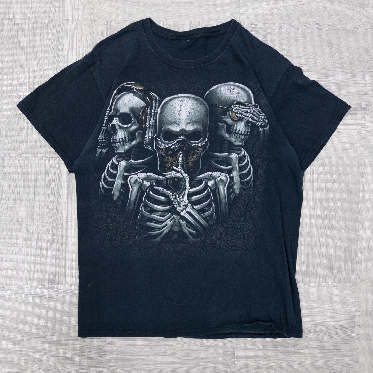 古着卸 現物まとめ売り 洗濯済み ドクロ スカルプリント 半袖Tシャツ 12枚セット (S-XXL)