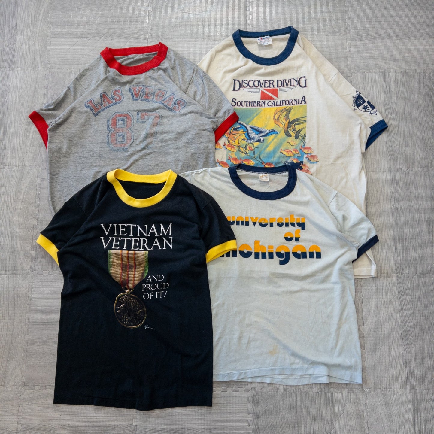 古着卸 現物まとめ売り 洗濯済み ビンテージ リンガーTシャツ 14枚セット (S-XL)