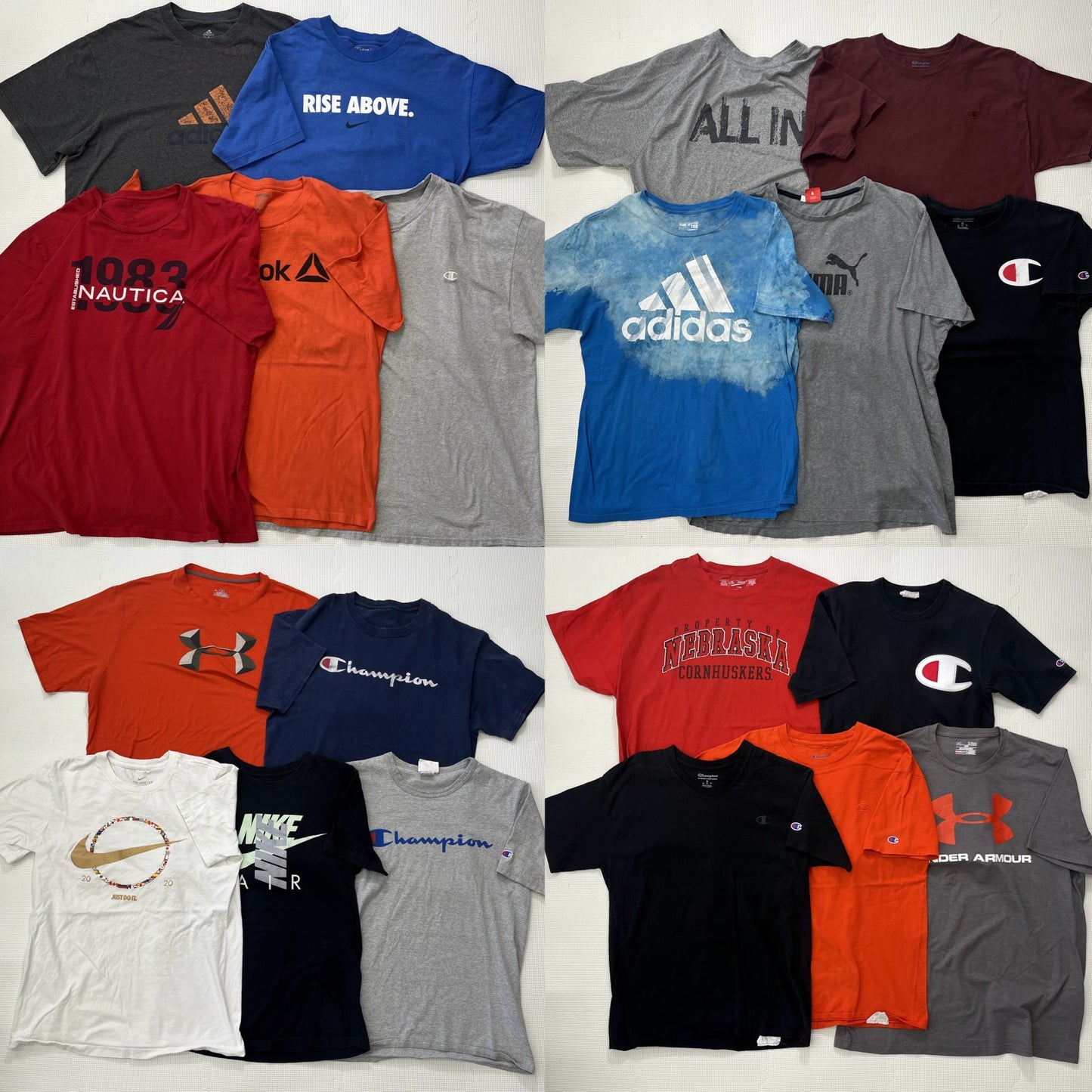 古着卸 現物まとめ売り 洗濯済み スポーツブランドミックス 半袖Tシャツ 20枚セット(S-XXL)ナイキ、チャンピオン等
