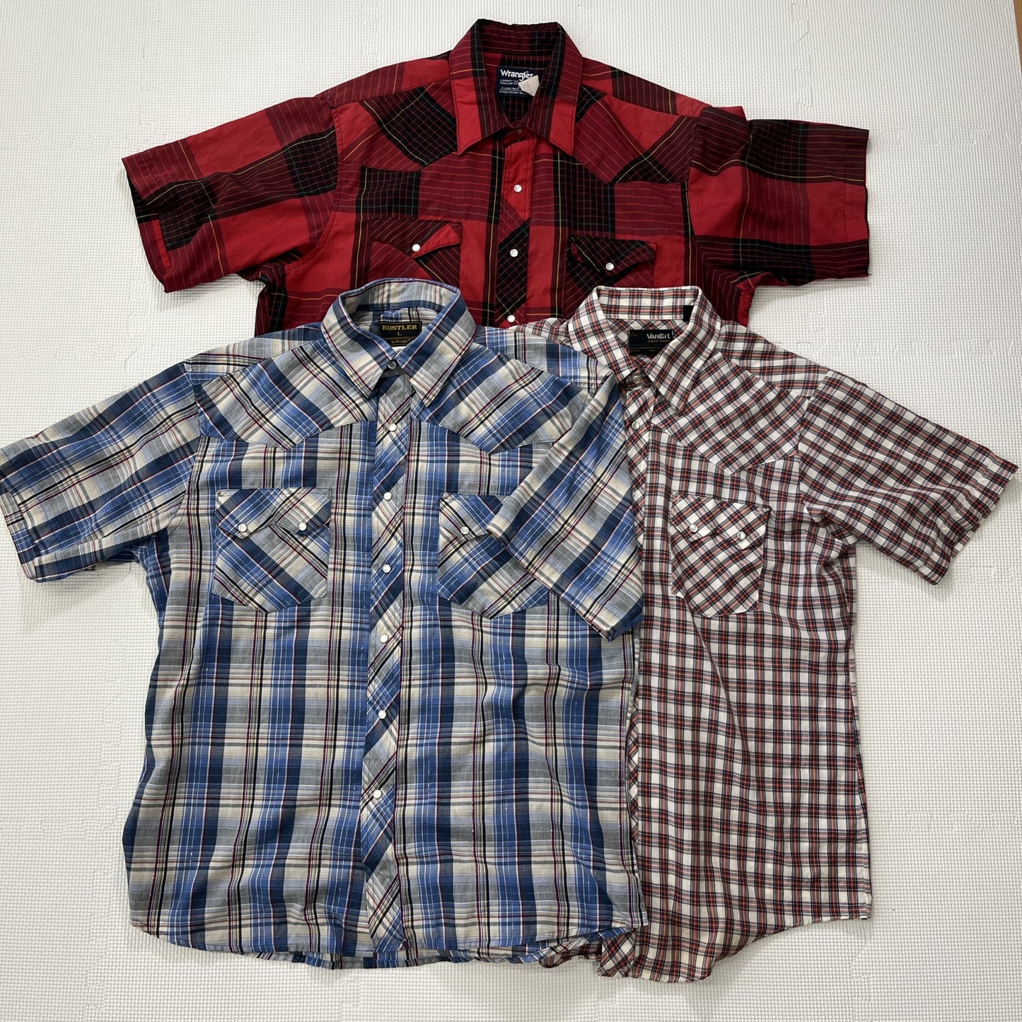 古着卸 現物まとめ売り 洗濯済み 半袖ウエスタンシャツ 12枚セット(M-XL)