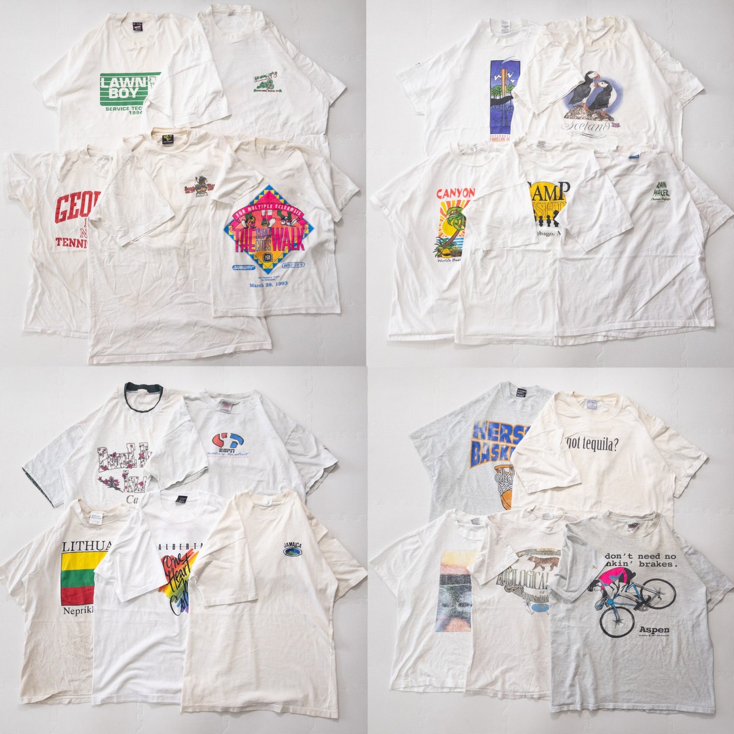 古着卸 現物まとめ売り 洗濯済み 90s シミあり 半袖Tシャツ 白&グレーTシャツ 20枚セット(S-XXL)
