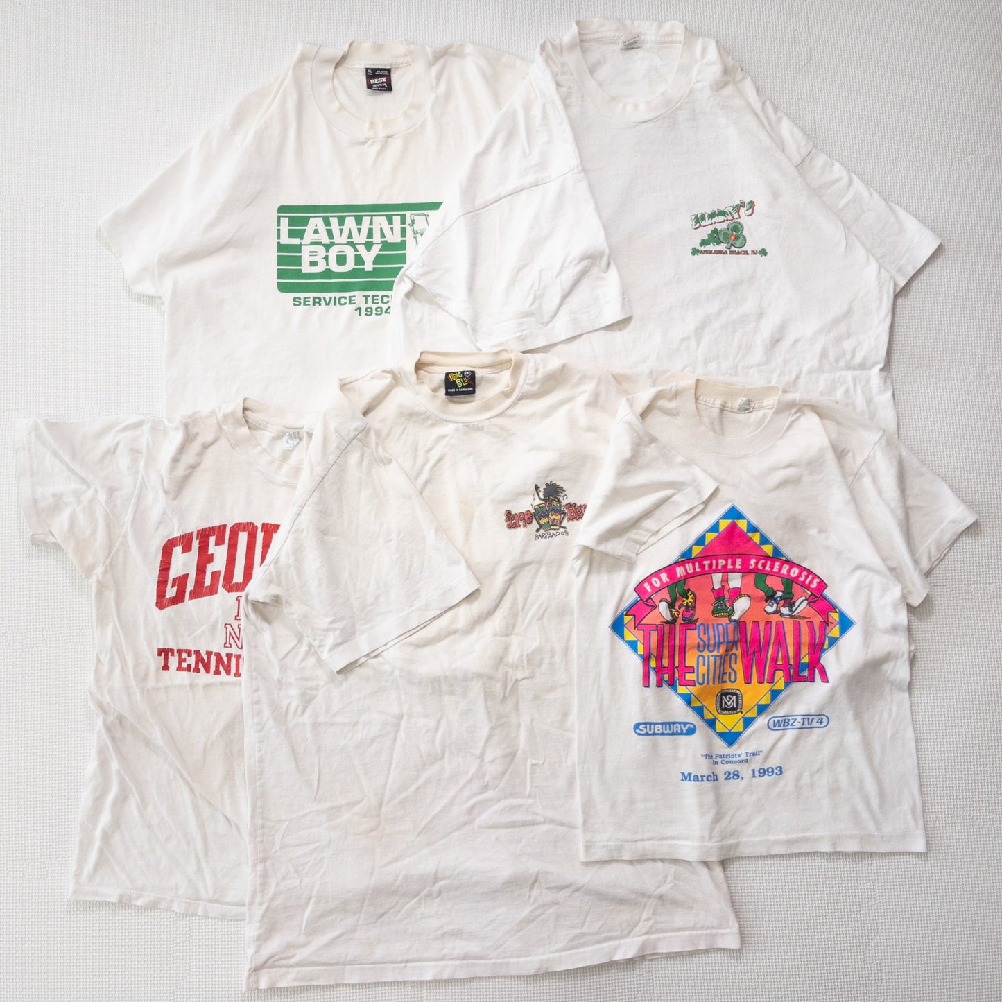 古着卸 現物まとめ売り 洗濯済み 90s シミあり 半袖Tシャツ 白&グレーTシャツ 20枚セット(S-XXL)