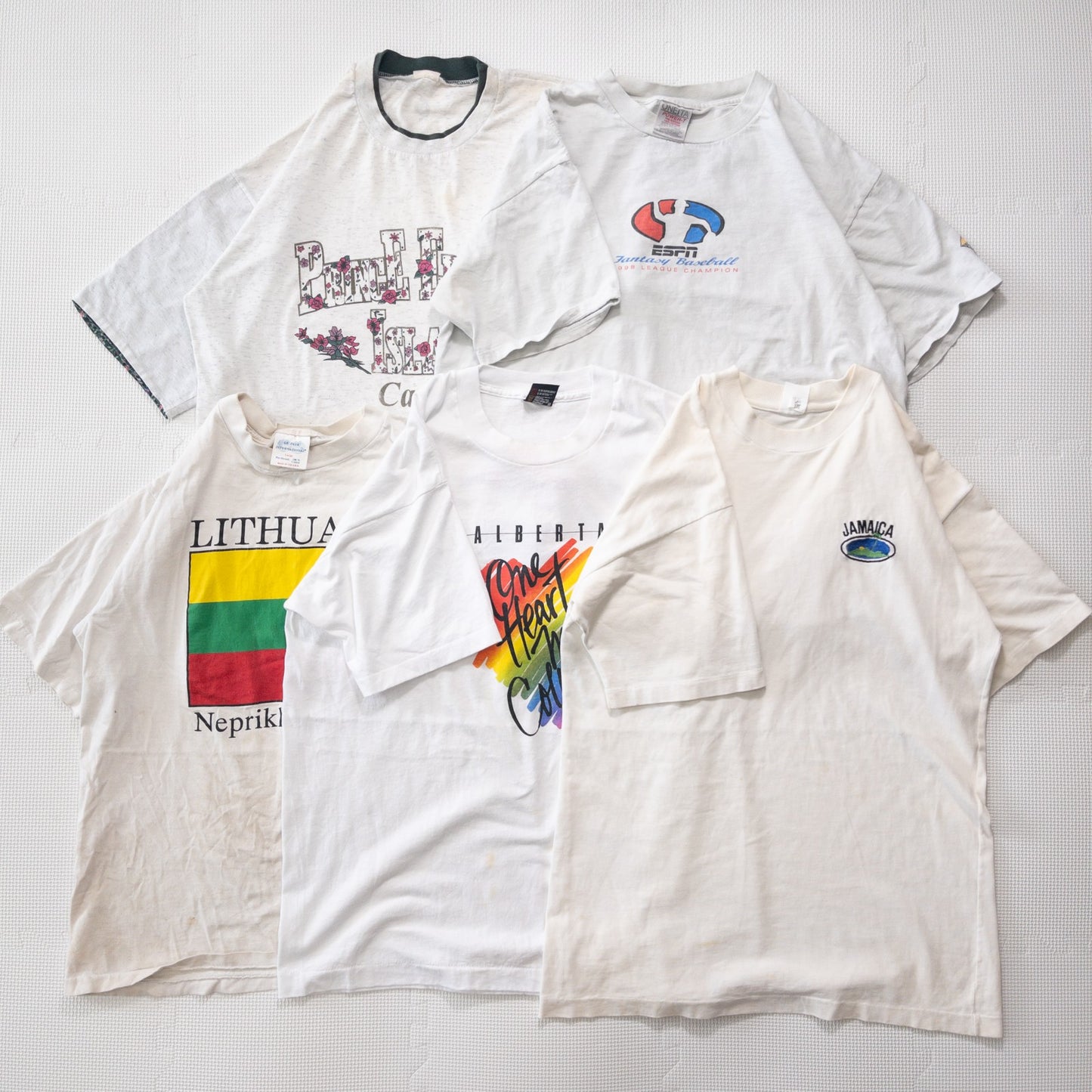 古着卸 現物まとめ売り 洗濯済み 90s シミあり 半袖Tシャツ 白&グレーTシャツ 20枚セット(S-XXL)