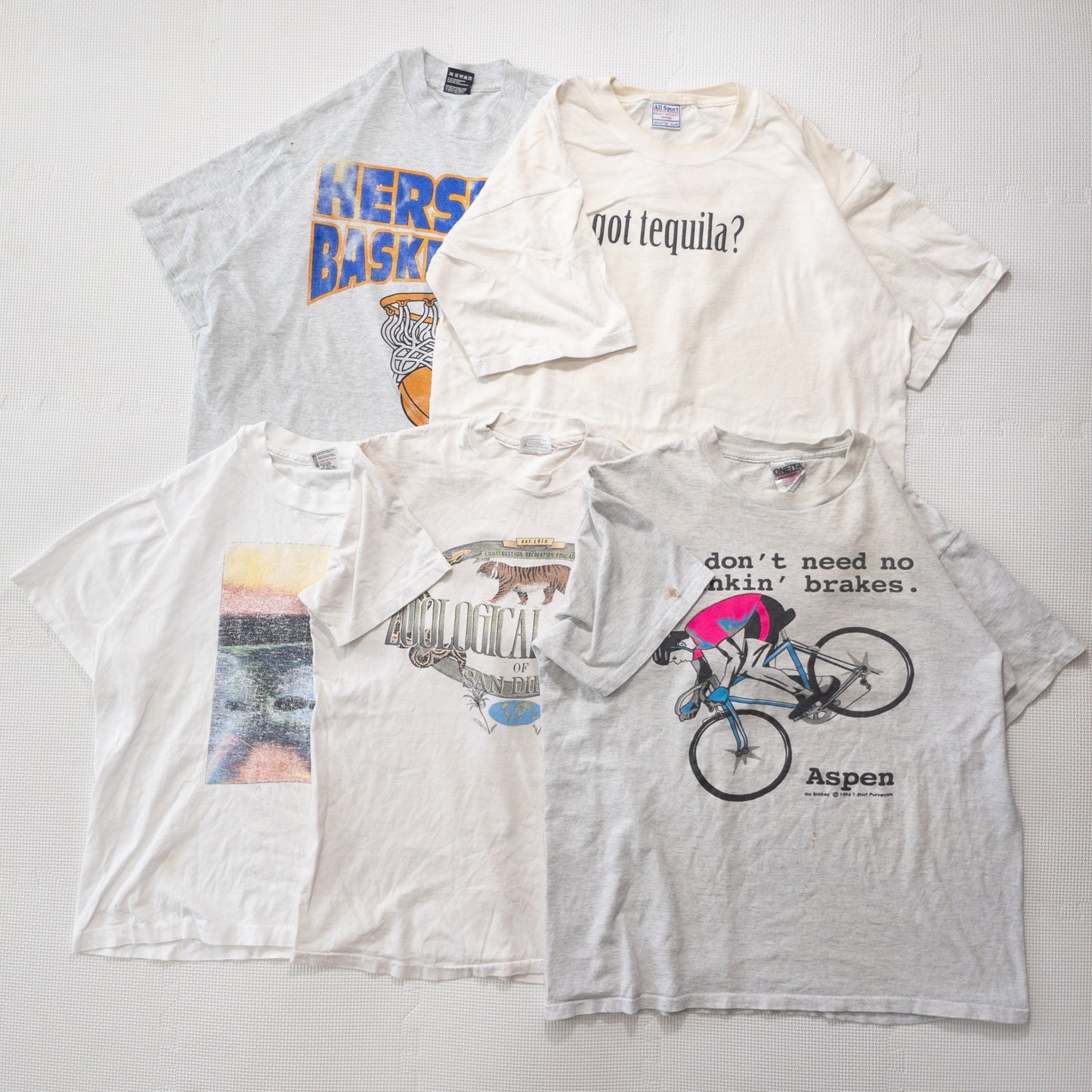 古着卸 現物まとめ売り 洗濯済み 90s シミあり 半袖Tシャツ 白&グレーTシャツ 20枚セット(S-XXL)