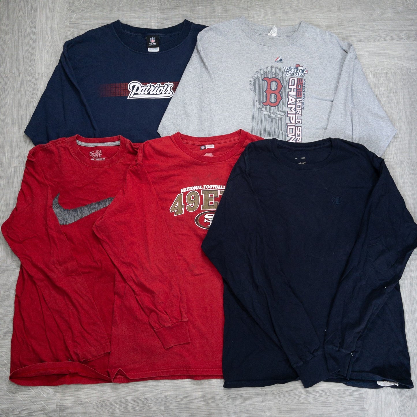 古着卸 現物まとめ売り 洗濯済 スポーツブランドミックス ロンT 長袖Tシャツ 20枚セット(S-XXL)ナイキ、チャンピオン等