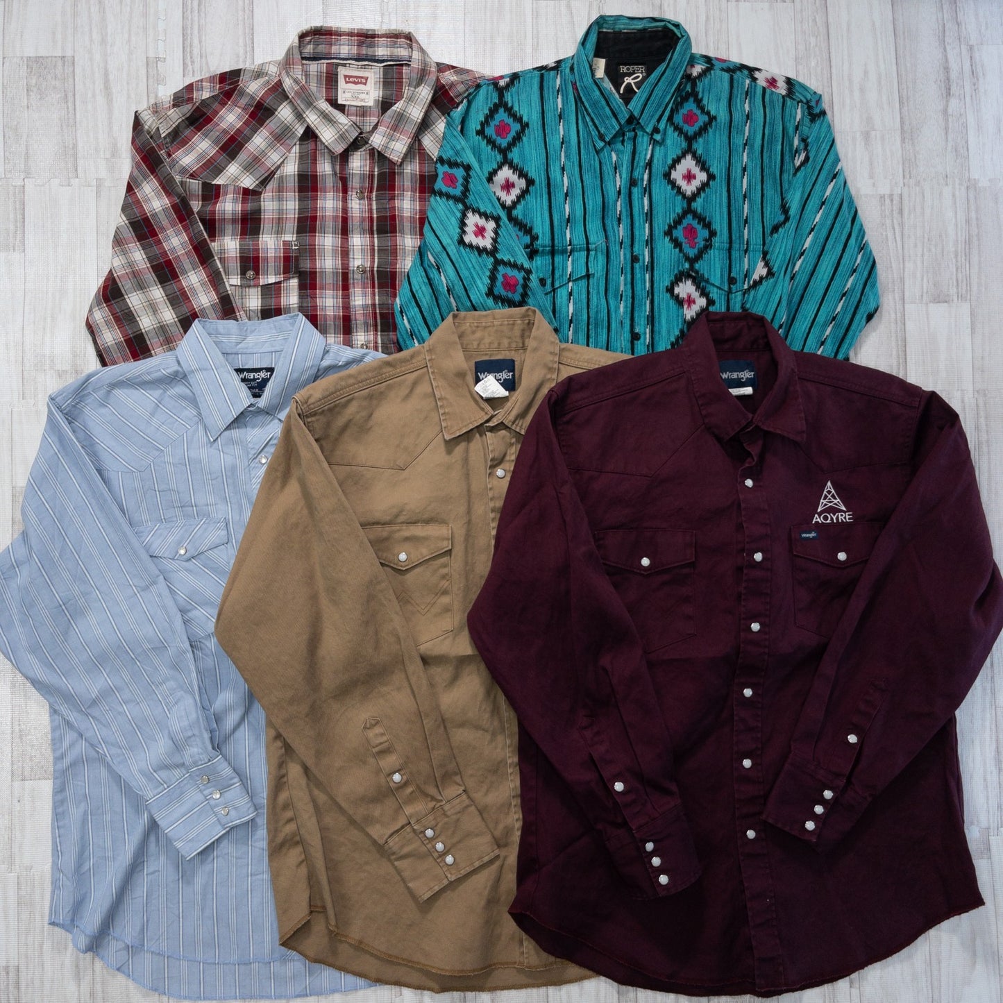 古着卸 現物まとめ売り 洗濯済み 長袖シャツ ウエスタンシャツ 20枚セット(S-XXL) w607004