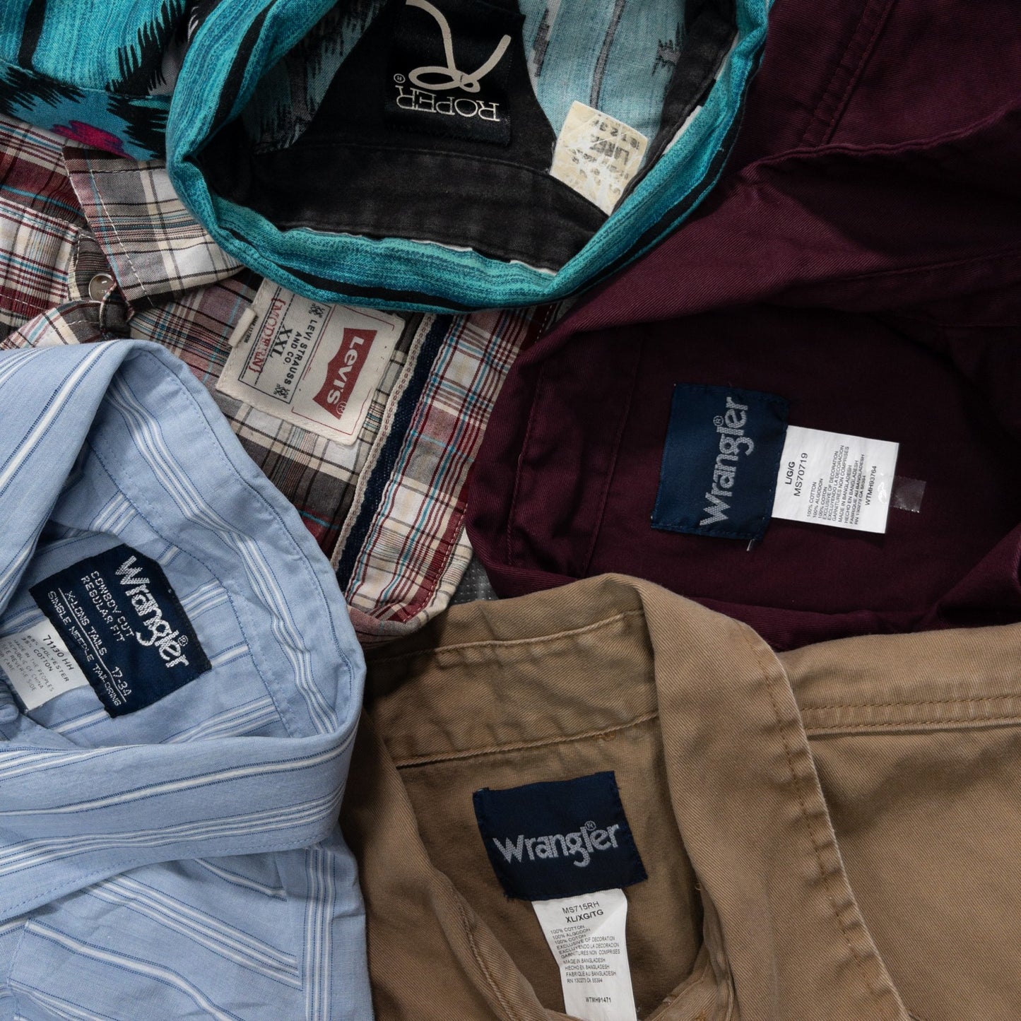 古着卸 現物まとめ売り 洗濯済み 長袖シャツ ウエスタンシャツ 20枚セット(S-XXL) w607004