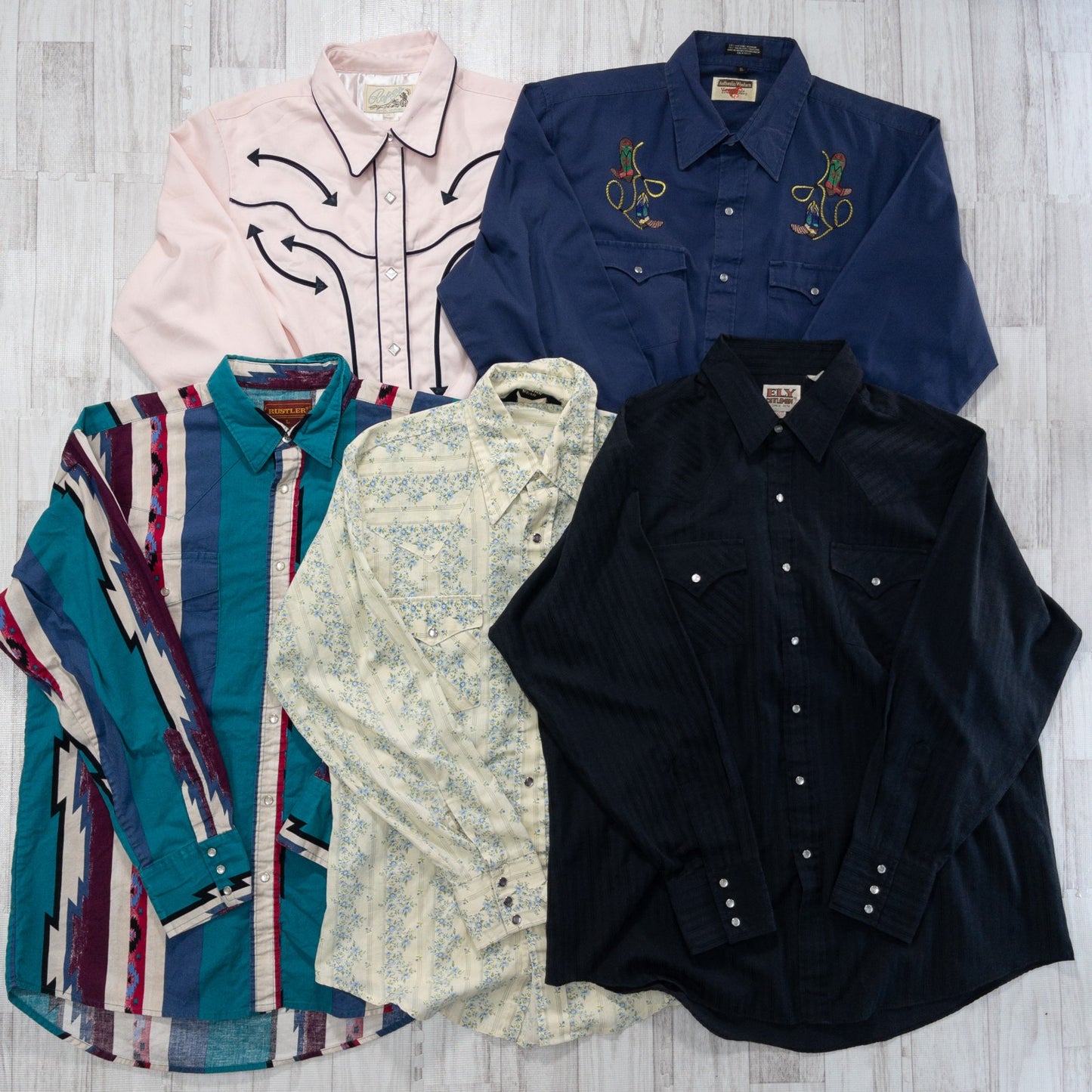 古着卸 現物まとめ売り 洗濯済み 長袖シャツ ウエスタンシャツ 20枚セット(S-XXL) w607004