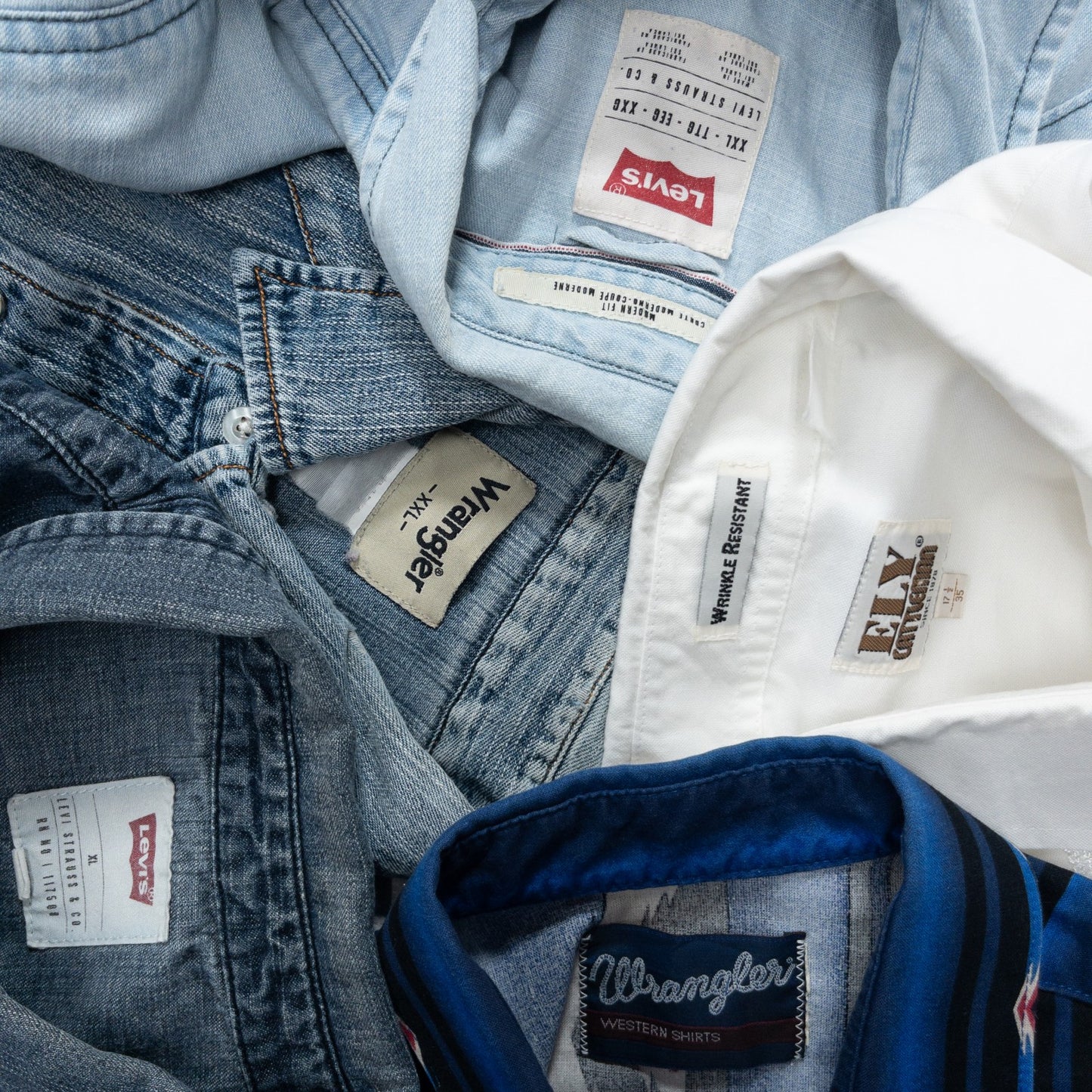 古着卸 現物まとめ売り 洗濯済み 長袖シャツ ウエスタンシャツ 20枚セット(S-XXL) w607006