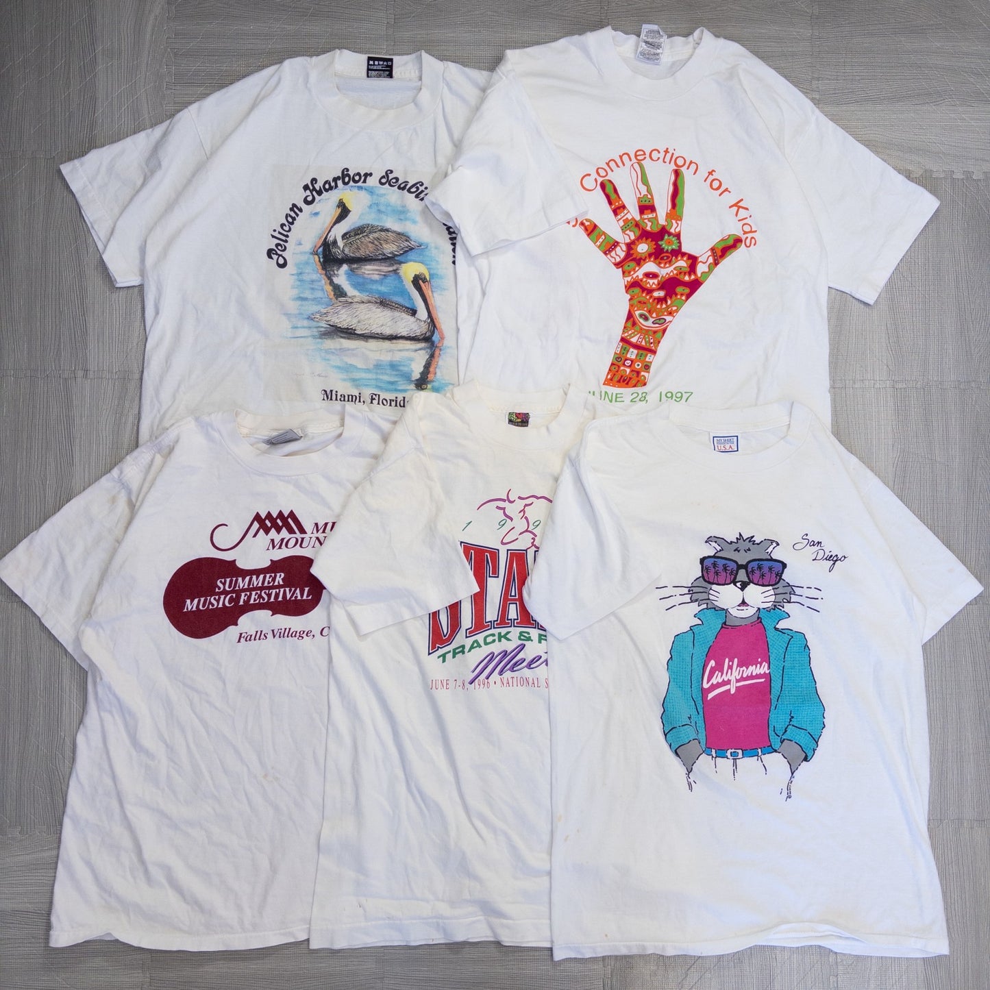 古着卸 現物まとめ売り 洗濯済み 90s 白、グレー半袖Tシャツ 20枚セット(S-XXL) w624001