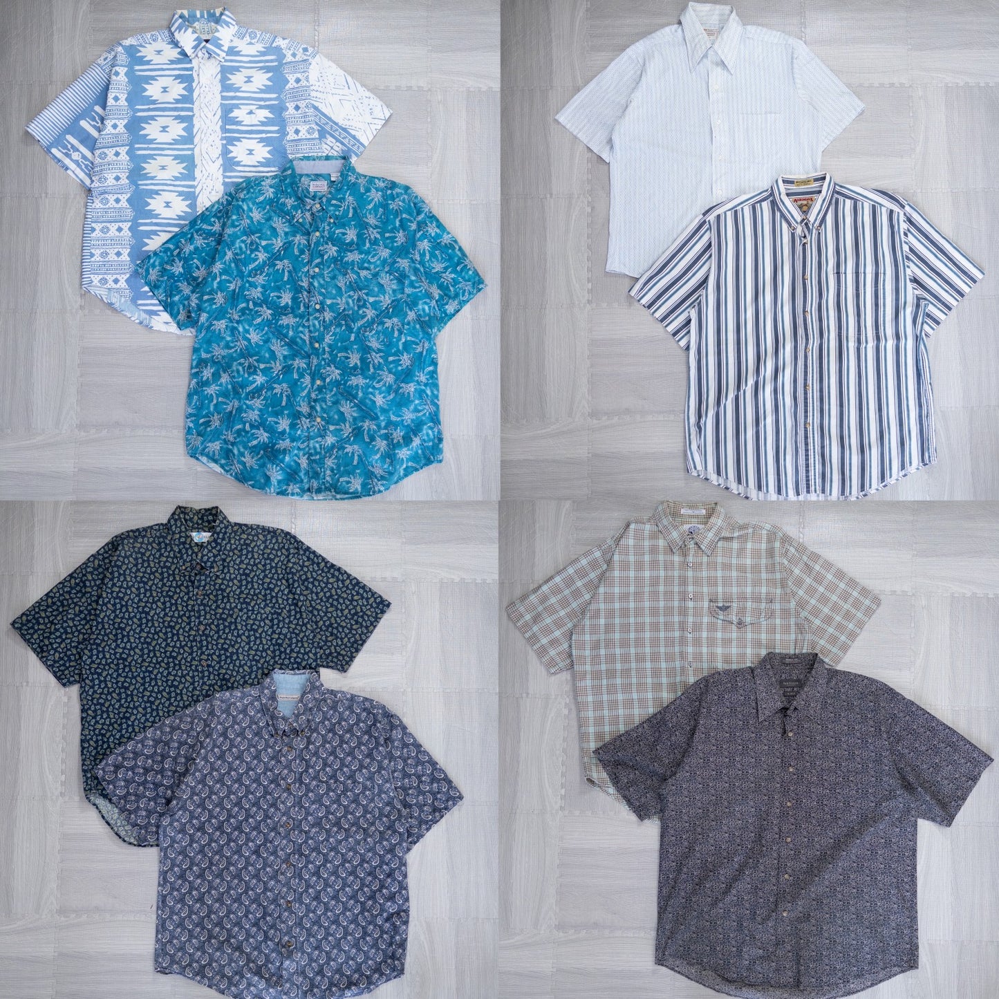 古着卸 現物まとめ売り 洗濯済み 半袖柄シャツ 8枚セット(M-L) w624002