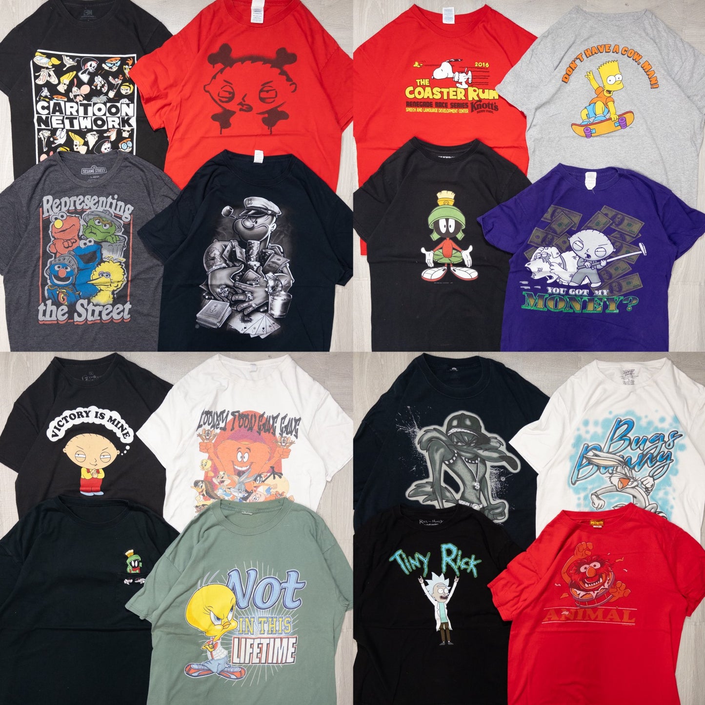古着卸 現物まとめ売り 洗濯済み USキャラクター 半袖Tシャツ 16枚セット(S-XXXL) w701001