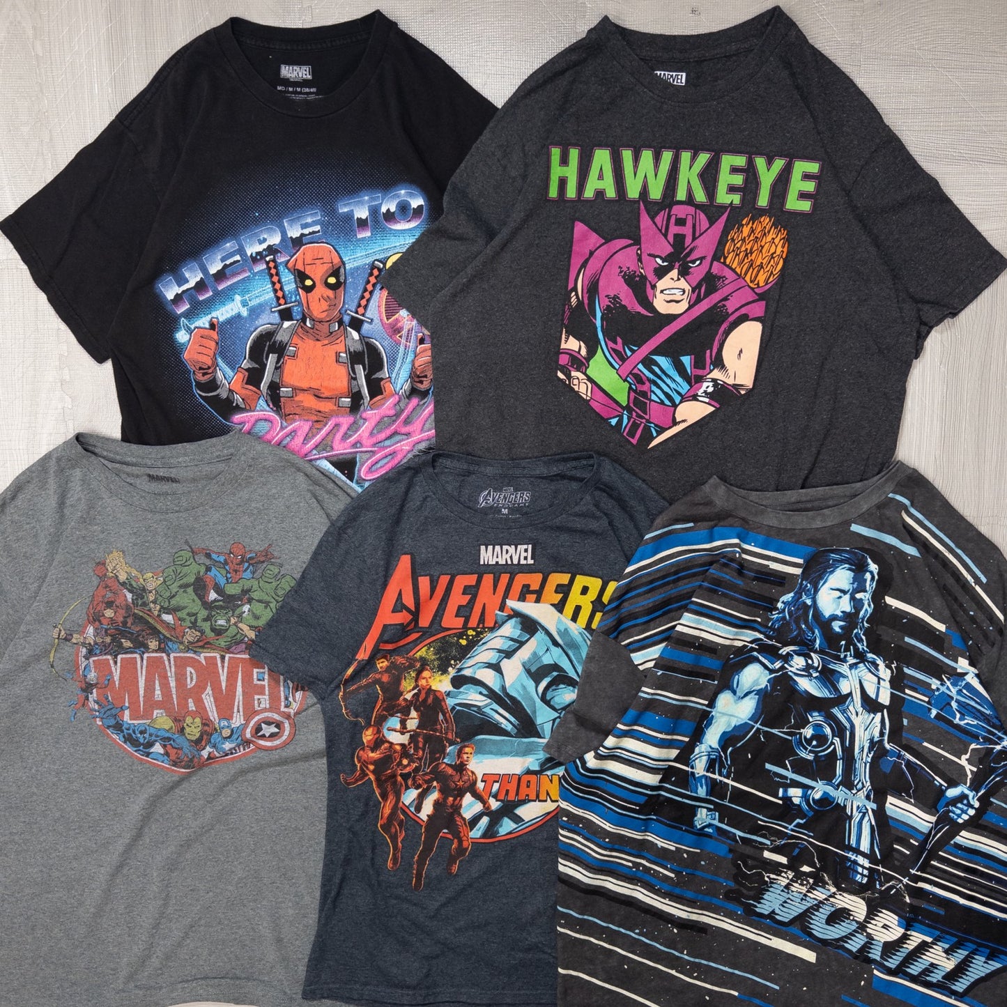 古着卸 現物まとめ売り 洗濯済み MARVEL アベンジャーズ 半袖Tシャツ 23枚セット(S-XXL) w701003