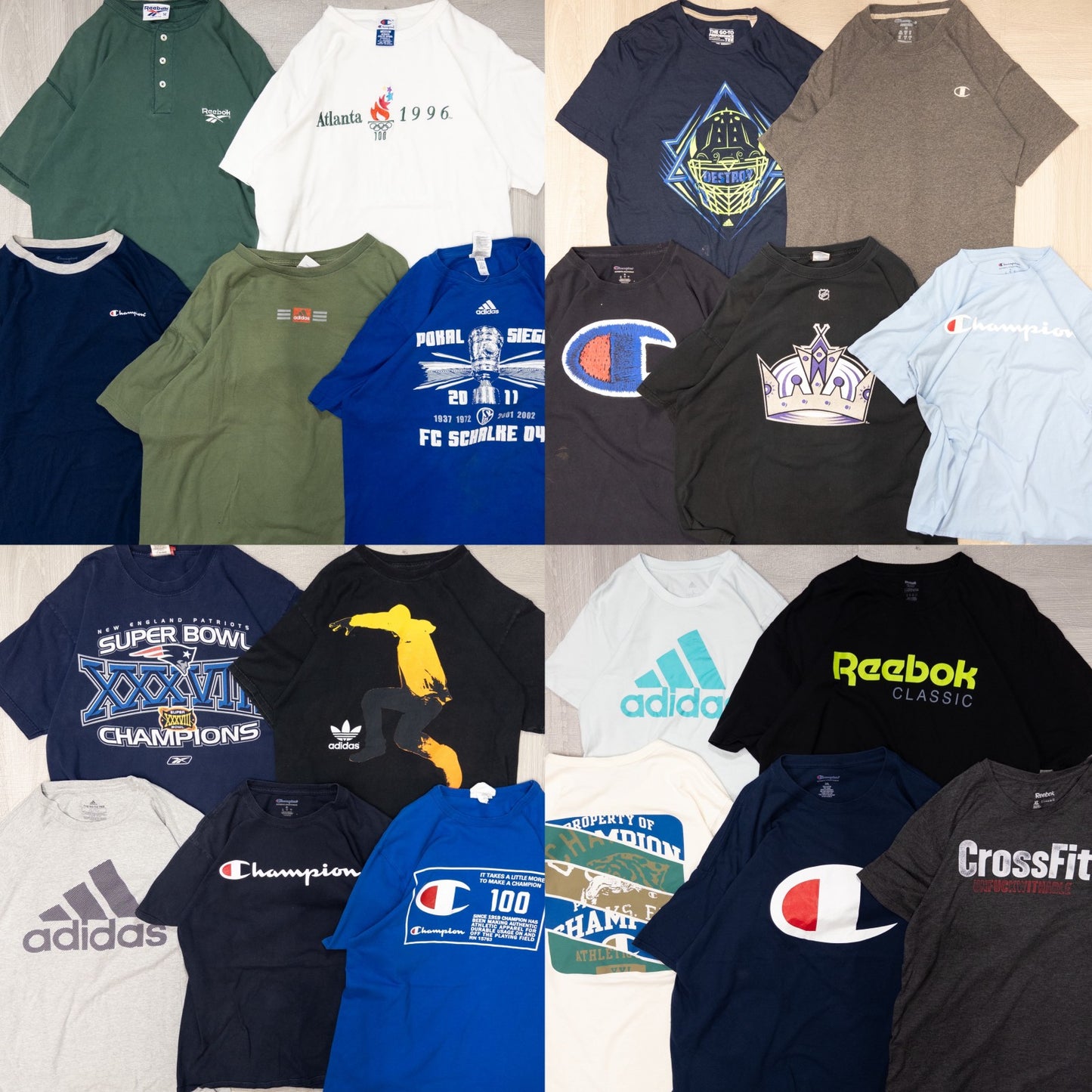 古着卸 現物まとめ売り 洗濯済み スポーツブランドMIX 半袖Tシャツ アディダス チャンピオン等 20枚セット(S-XXXL) w702001