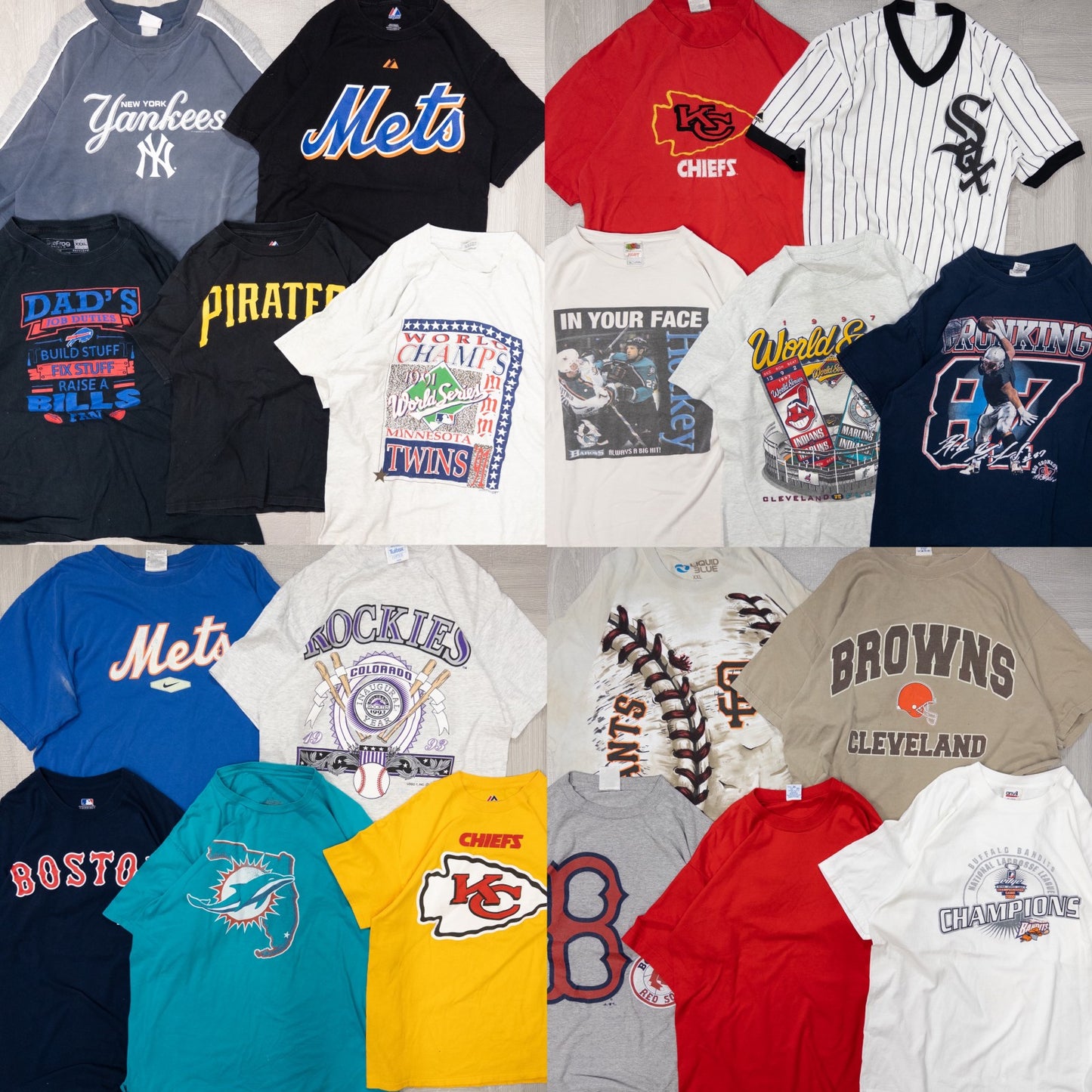 古着卸 現物まとめ売り 洗濯済み NFL MLB NHL オフィシャルチーム系 半袖Tシャツ 17枚セット(L-XXL) w702003