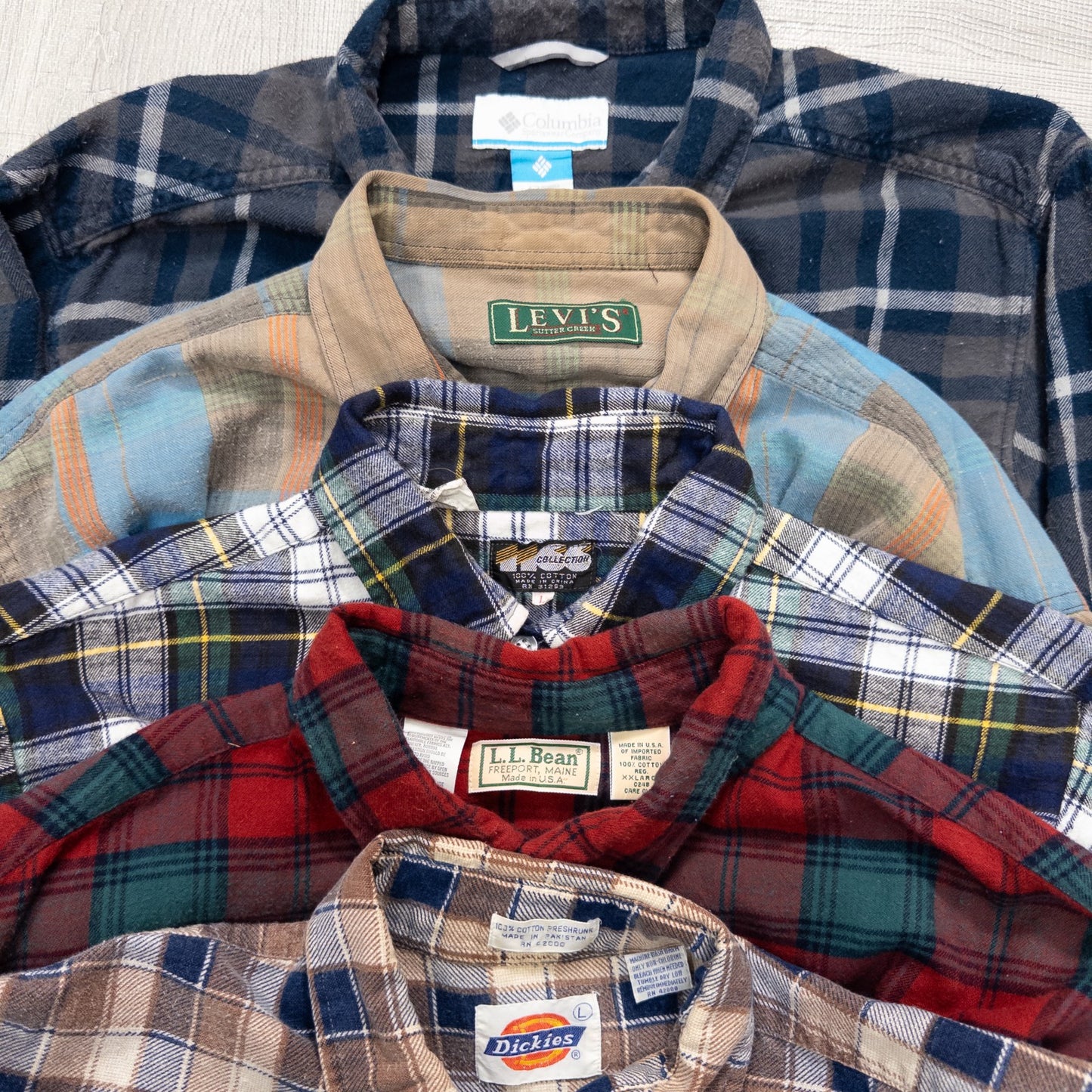 古着卸 現物まとめ売り 洗濯済み 長袖コットンネルシャツ 19枚セット(S-XXL) w704011