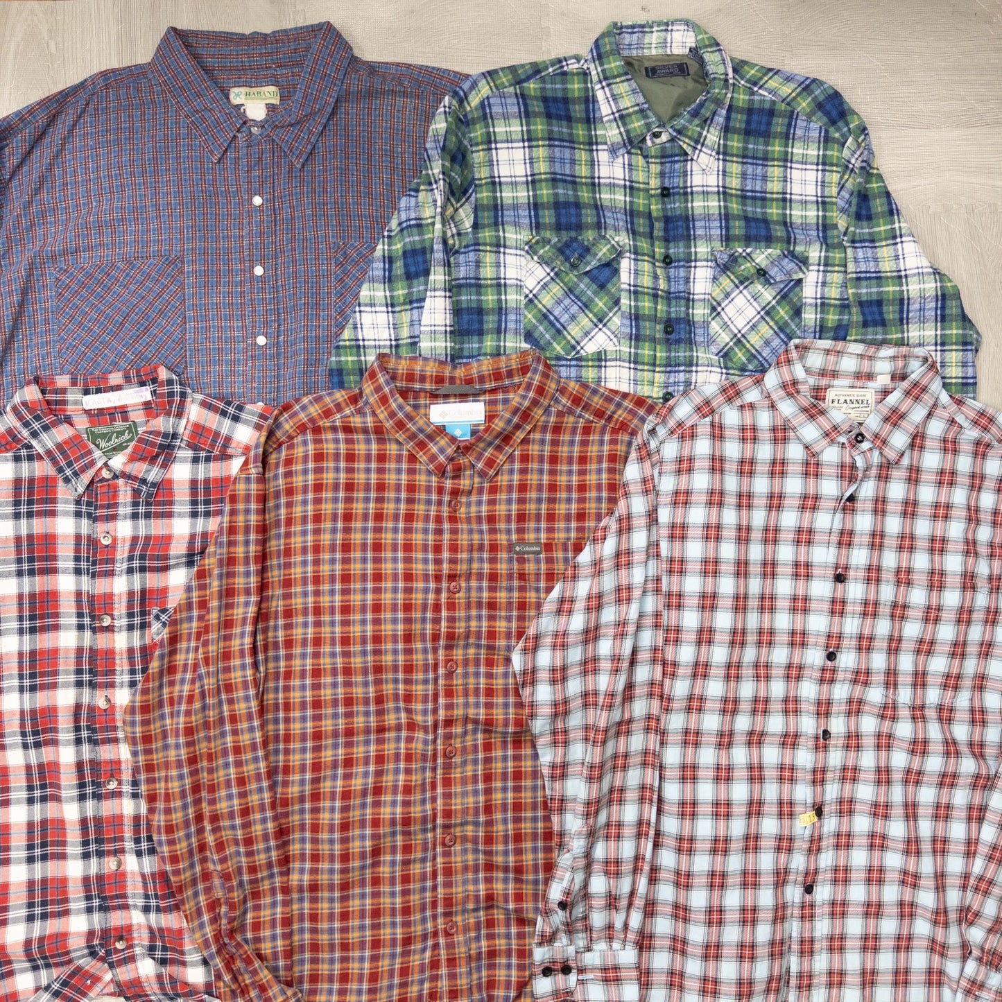古着卸 現物まとめ売り 洗濯済み 長袖コットンネルシャツ 19枚セット(S-XXL) w704011
