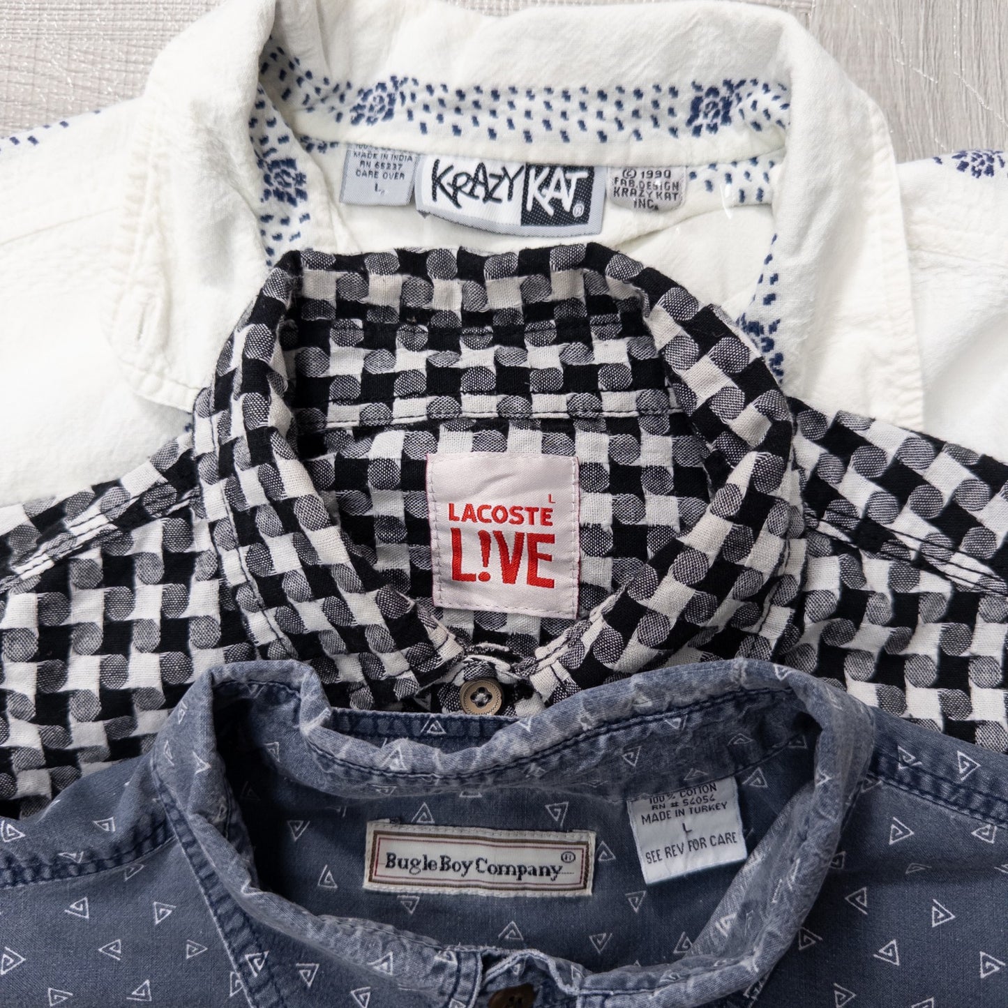 古着卸 現物まとめ売り 洗濯済み 長袖デザイン 柄シャツ 12枚セット(M-XXL) w704012