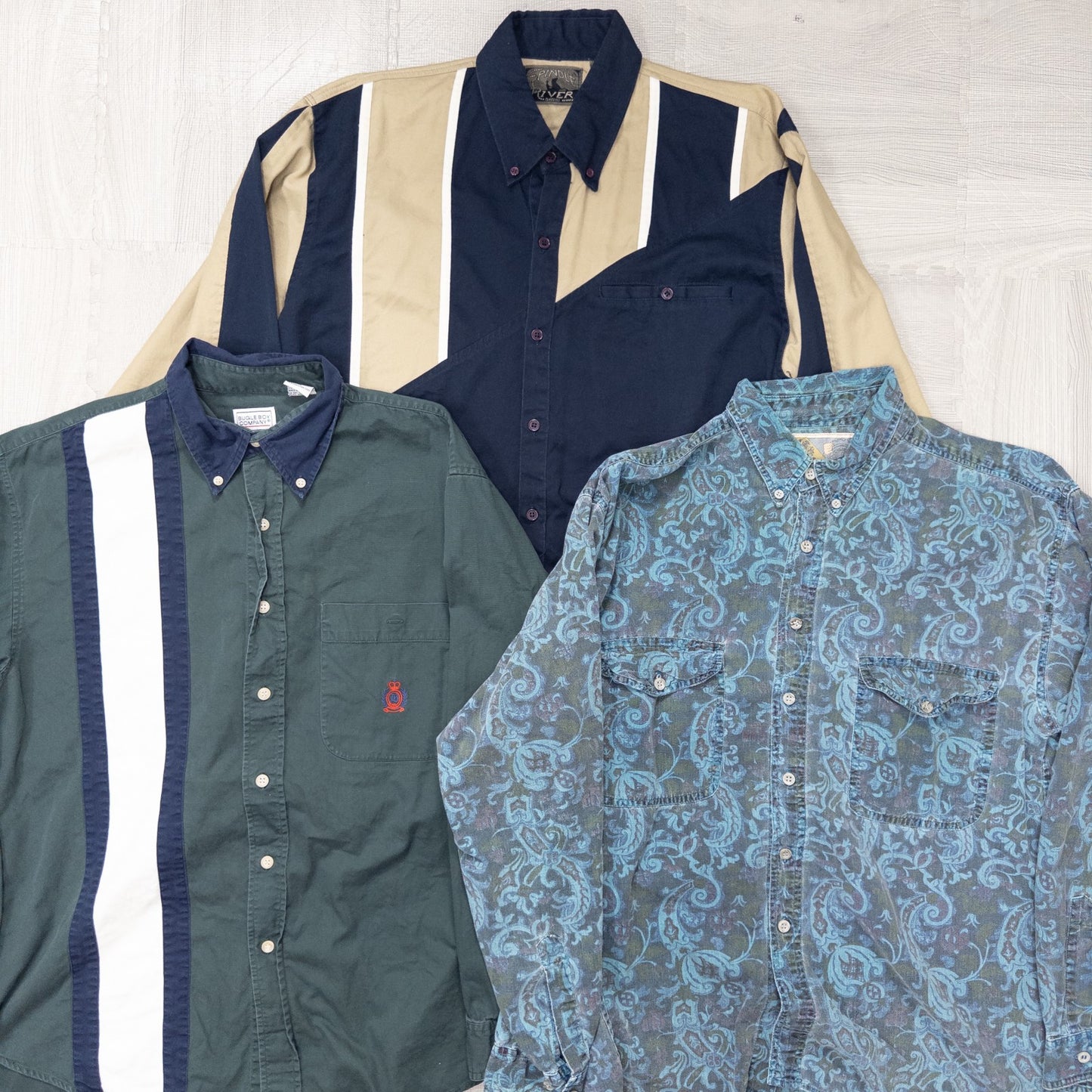 古着卸 現物まとめ売り 洗濯済み 長袖デザイン 柄シャツ 12枚セット(M-XXL) w704012