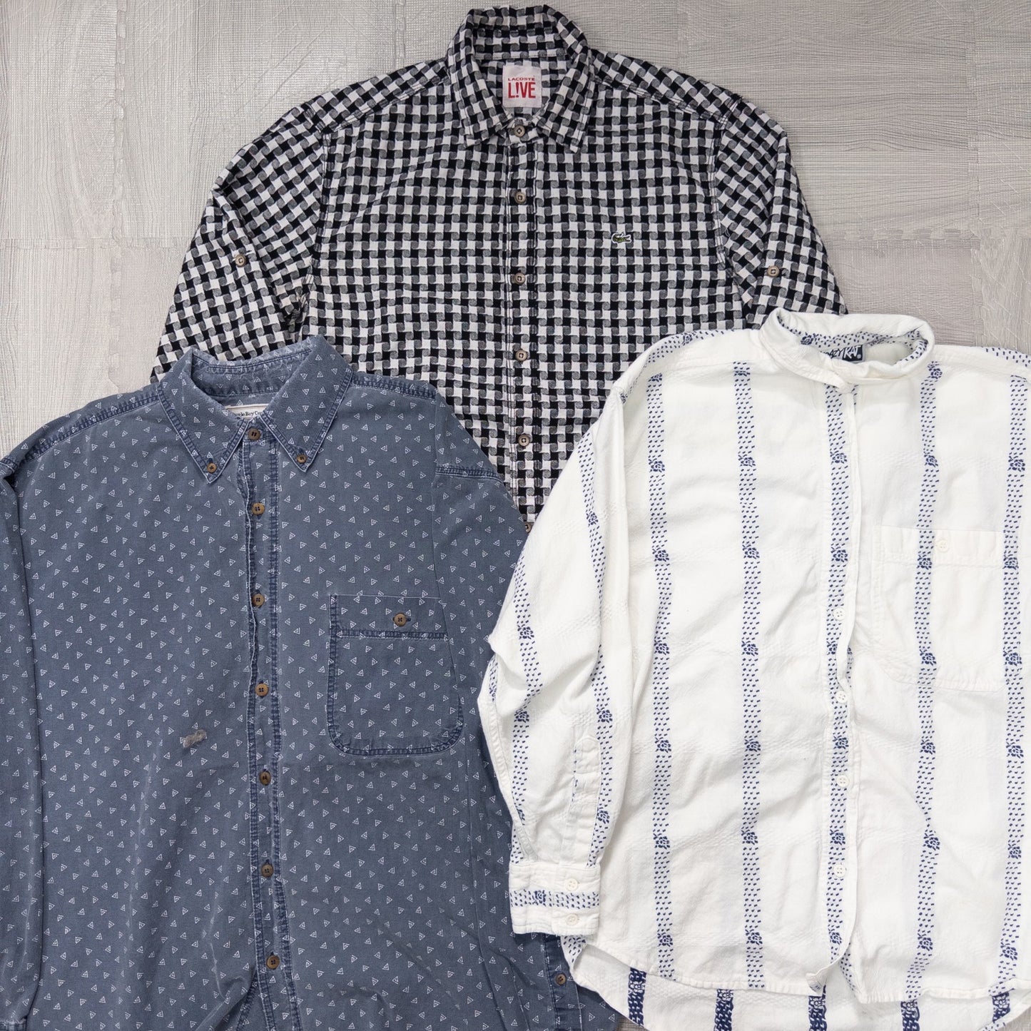 古着卸 現物まとめ売り 洗濯済み 長袖デザイン 柄シャツ 12枚セット(M-XXL) w704012