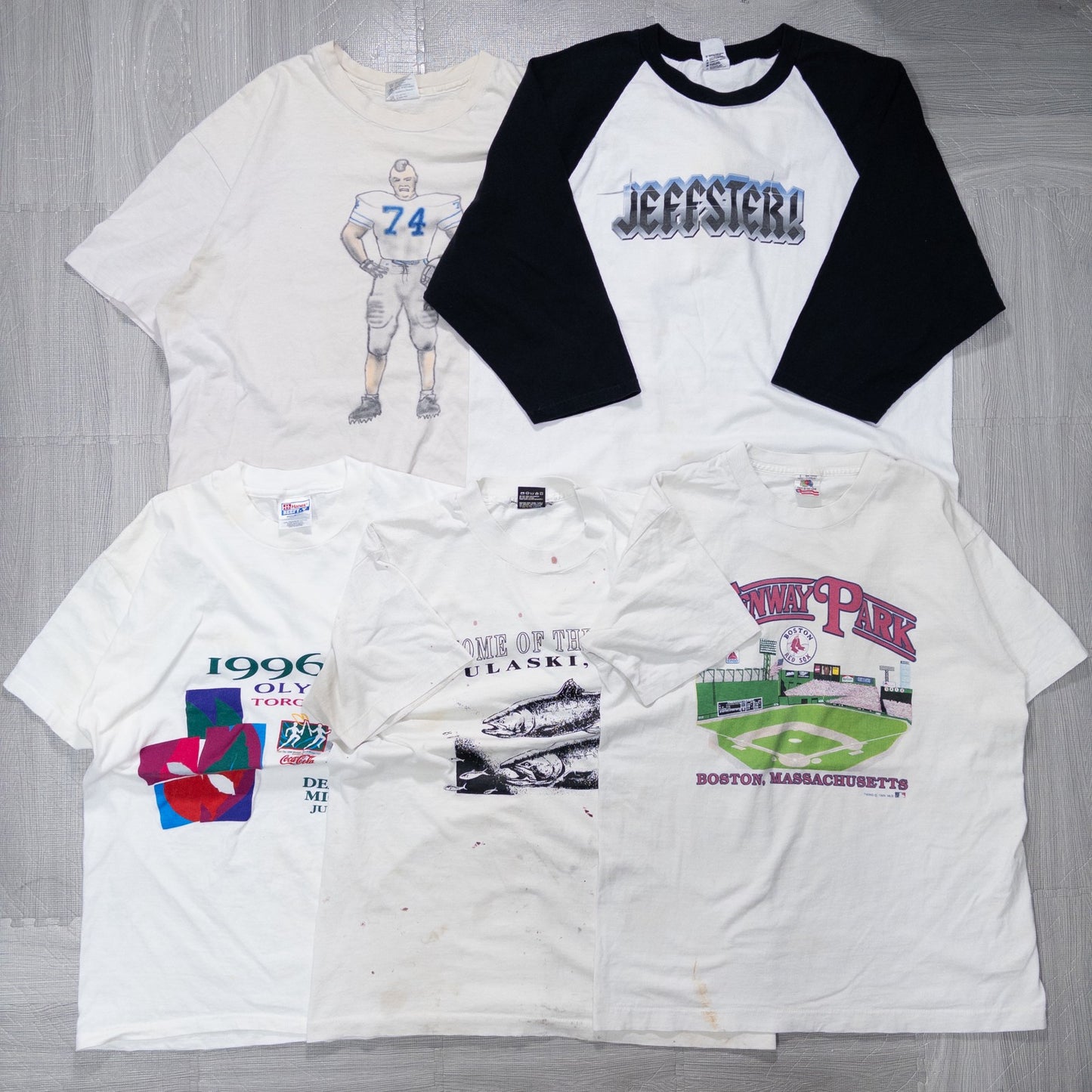 古着卸 現物まとめ売り 洗濯済み 90sシミあり半袖Tシャツ 20枚セット(M-XXL) w705001