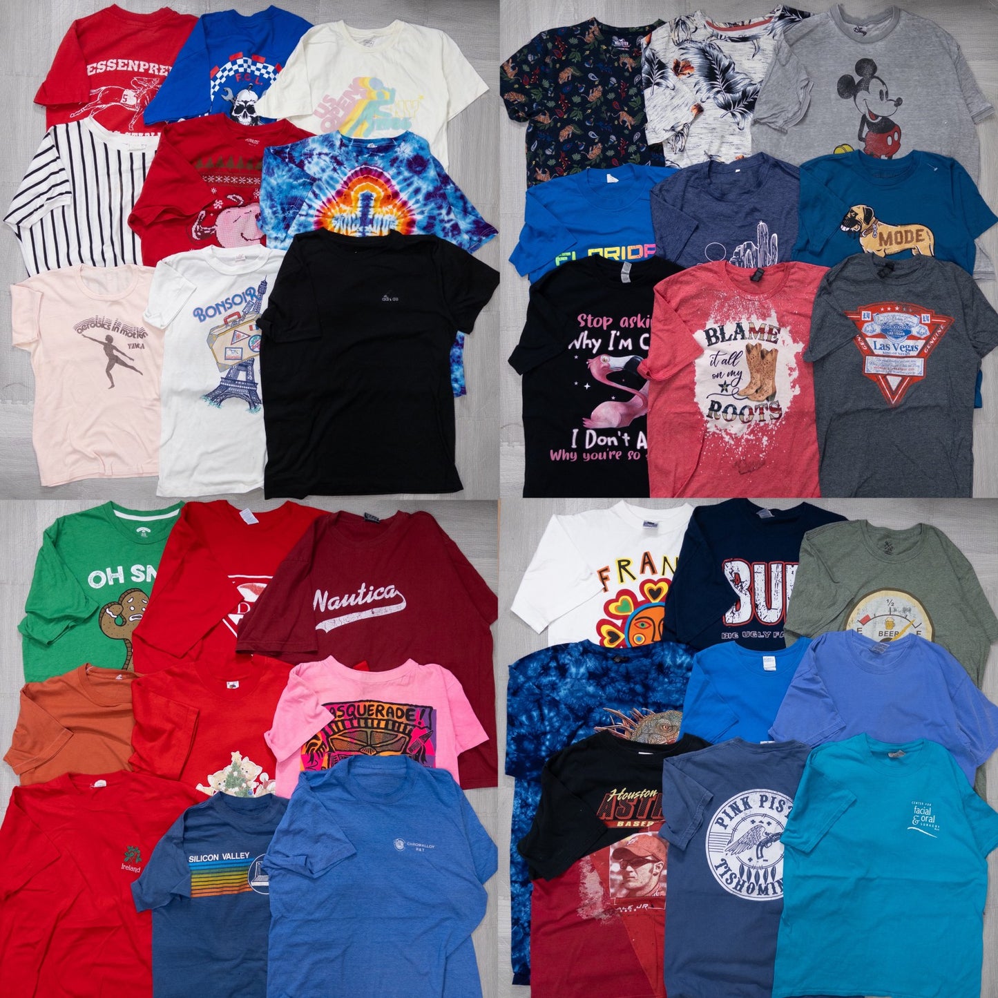 古着卸 現物まとめ売り 洗濯済み 特価USAプリント半袖Tシャツ 36枚セット(S-XXL) w706005