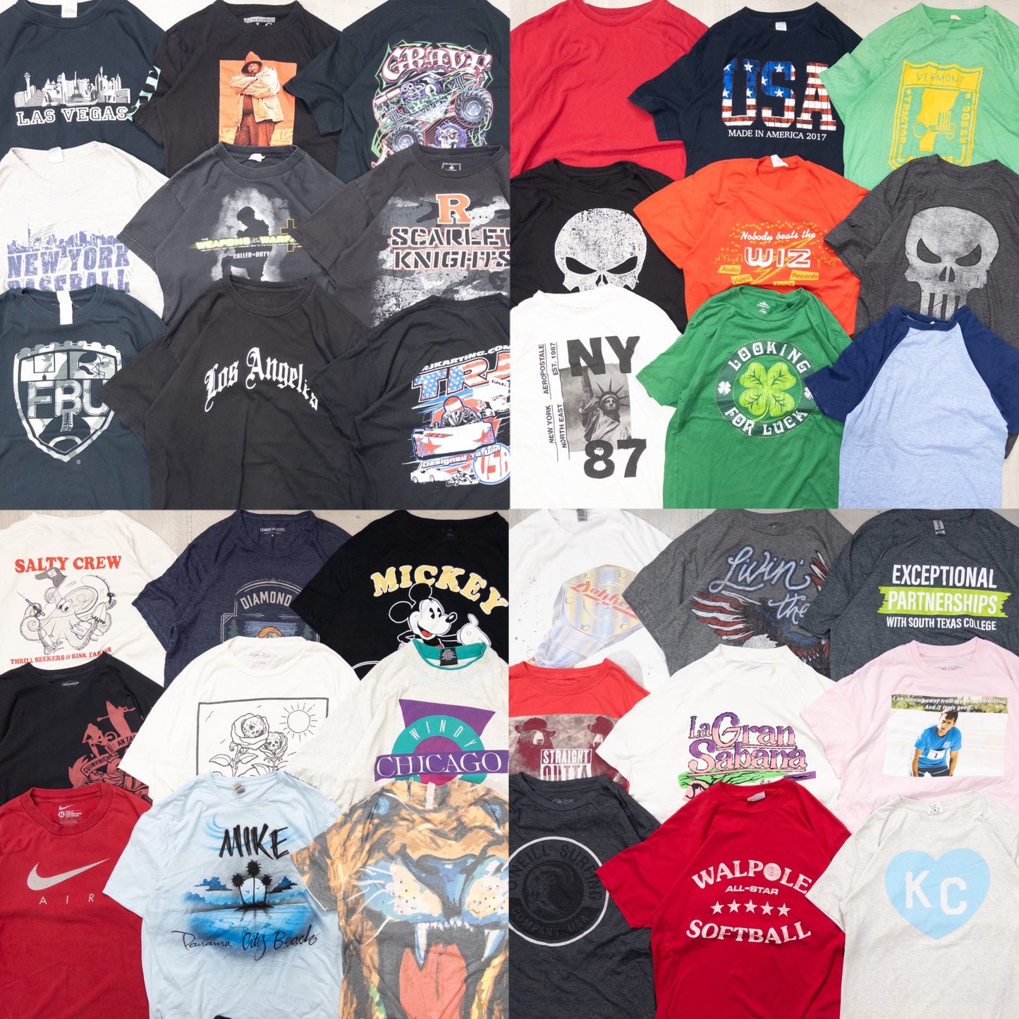 古着卸 現物まとめ売り 洗濯済み 特価USAプリント半袖Tシャツ 36枚セット(S-XXXL) w708005