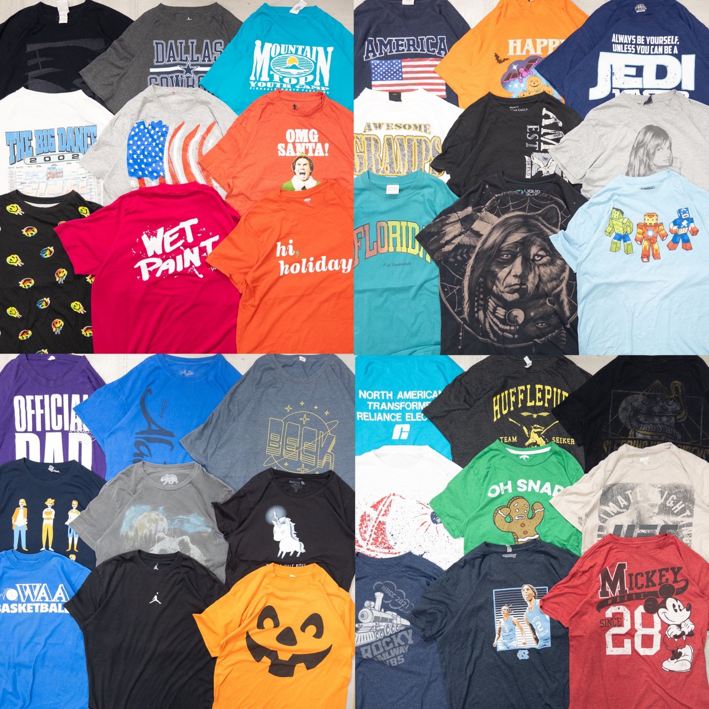 古着卸 現物まとめ売り 洗濯済み 特価USAプリント半袖Tシャツ 36枚セット(S-XXL) w708006