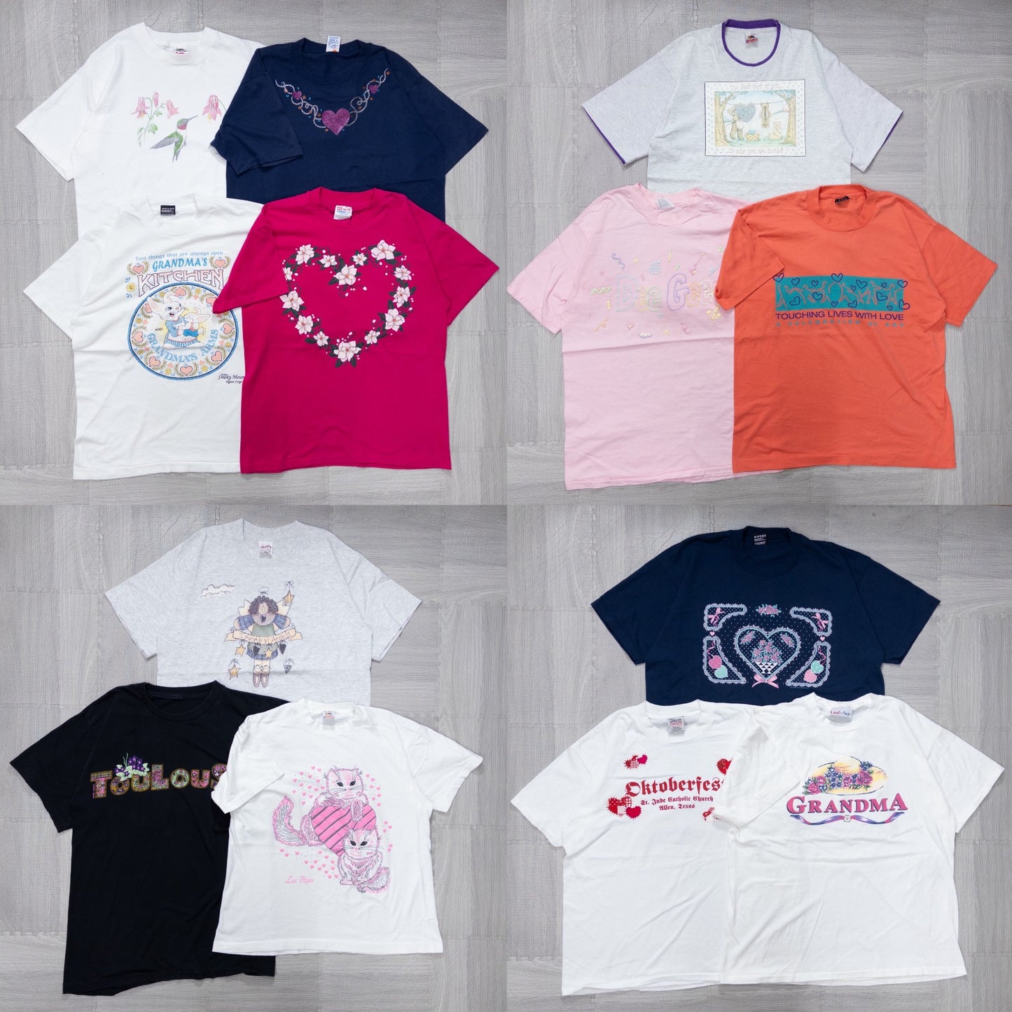 古着卸 現物まとめ売り 洗濯済み 90s レディース レトロデザインかわいいTシャツ 13枚セット(S-XL)w808001
