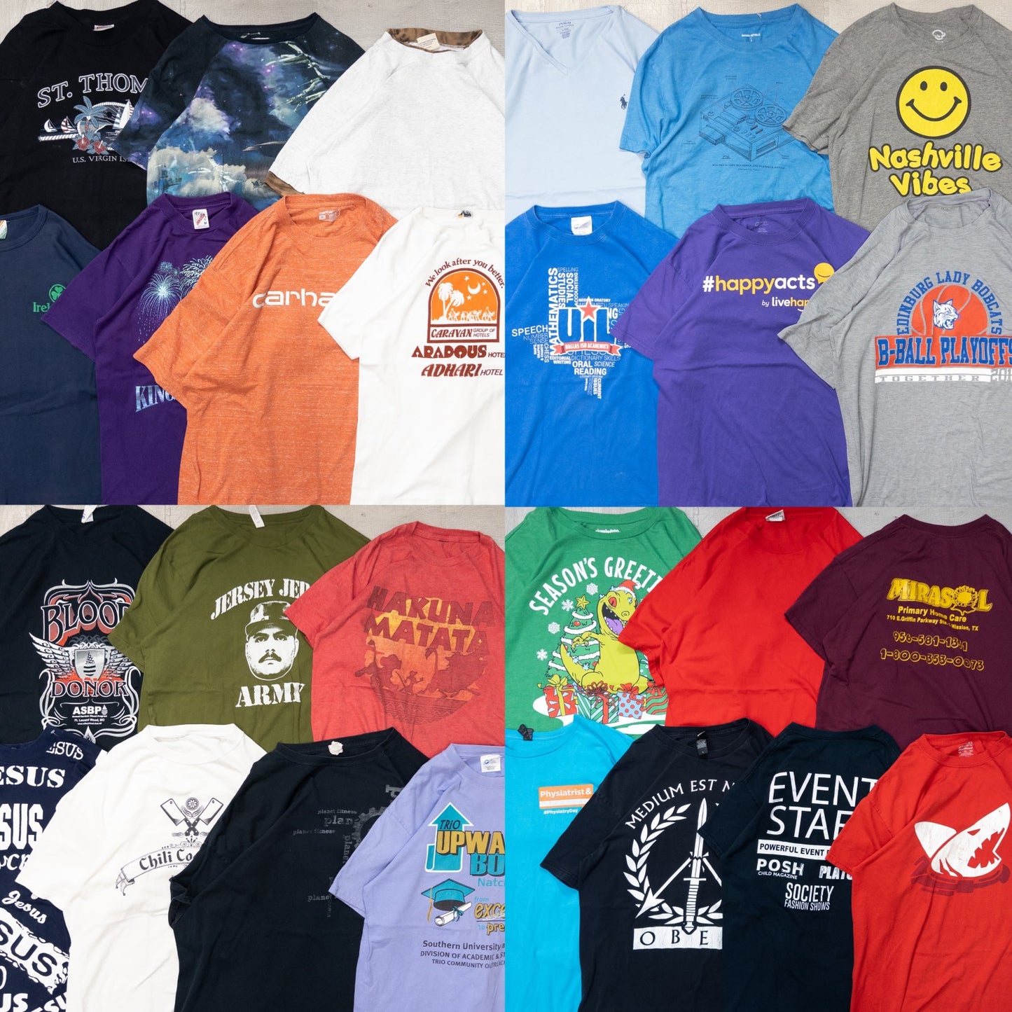 古着卸 現物まとめ売り 洗濯済み 特価USAプリント半袖Tシャツ 27枚セット(S-XXXL) w814001