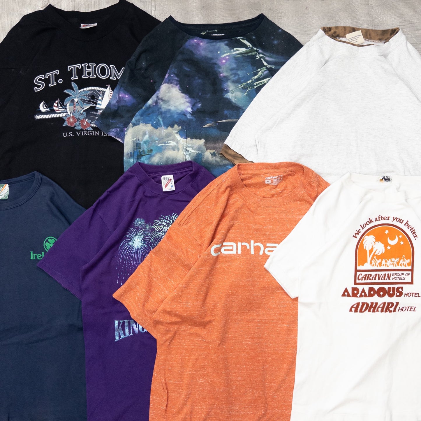 古着卸 現物まとめ売り 洗濯済み 特価USAプリント半袖Tシャツ 27枚セット(S-XXXL) w814001