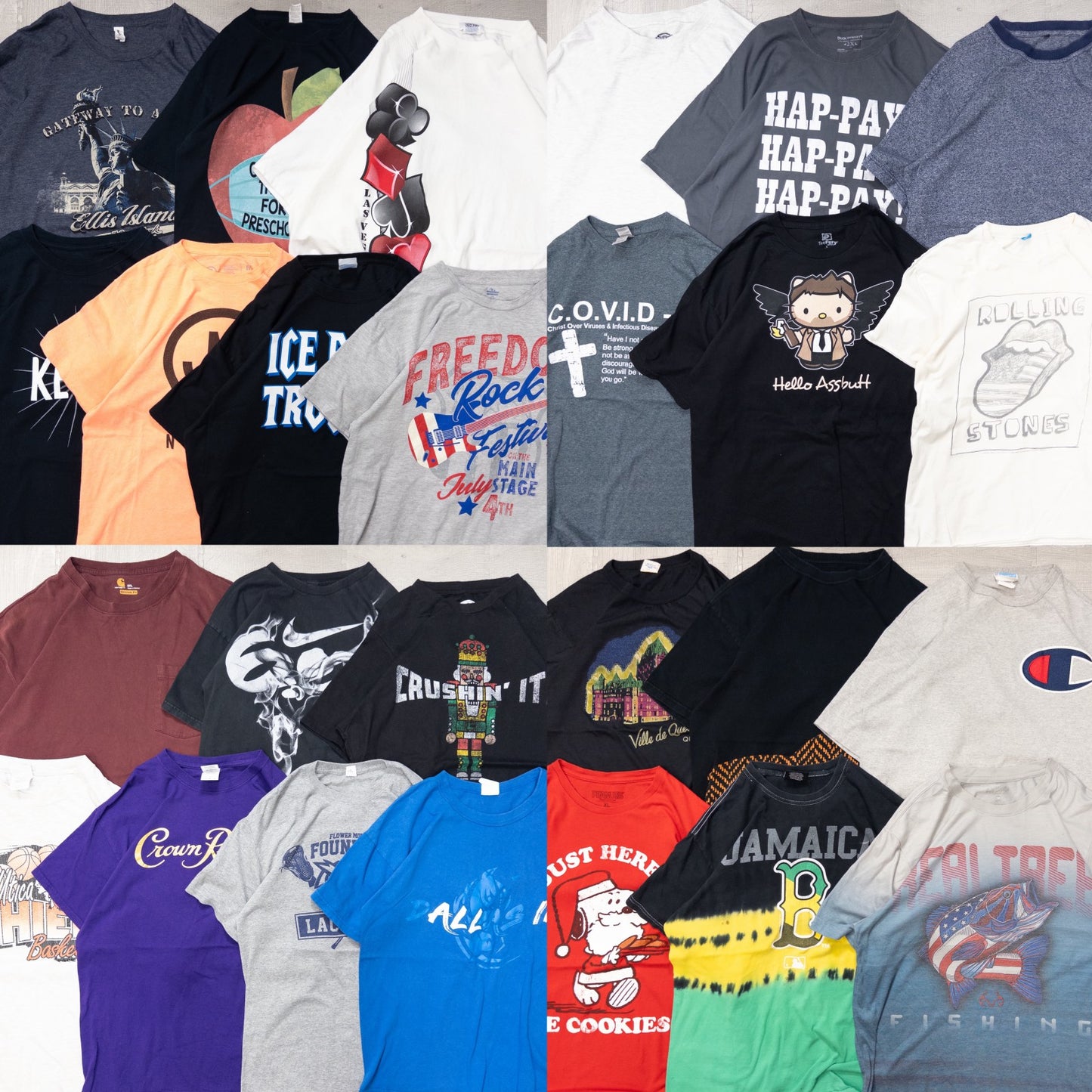 古着卸 現物まとめ売り 洗濯済み 特価USAプリント半袖Tシャツ 26枚セット(S-XXXL) w814002