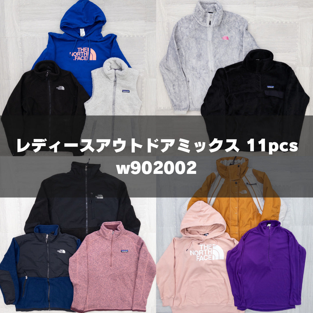 古着卸 現物まとめ売り 洗濯済み レディース アウトドアミックス 11枚セット(XS-XL) w902002