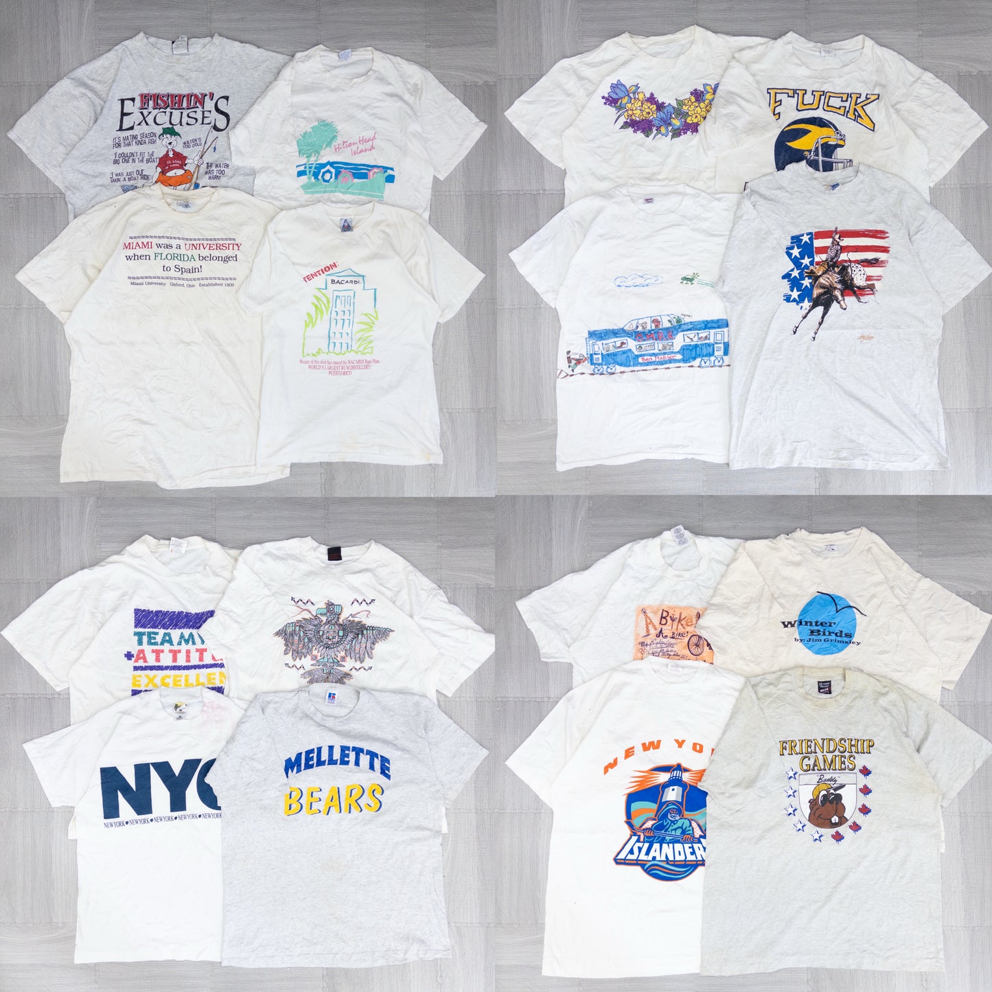 90's シミありTシャツ（白・グレー系）16pcs w0424001