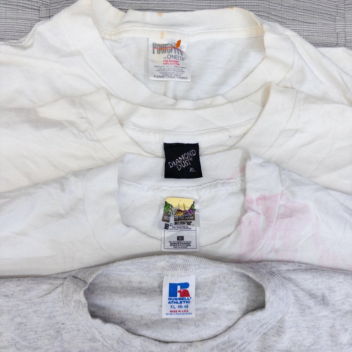 90's シミありTシャツ（白・グレー系）16pcs w0424001