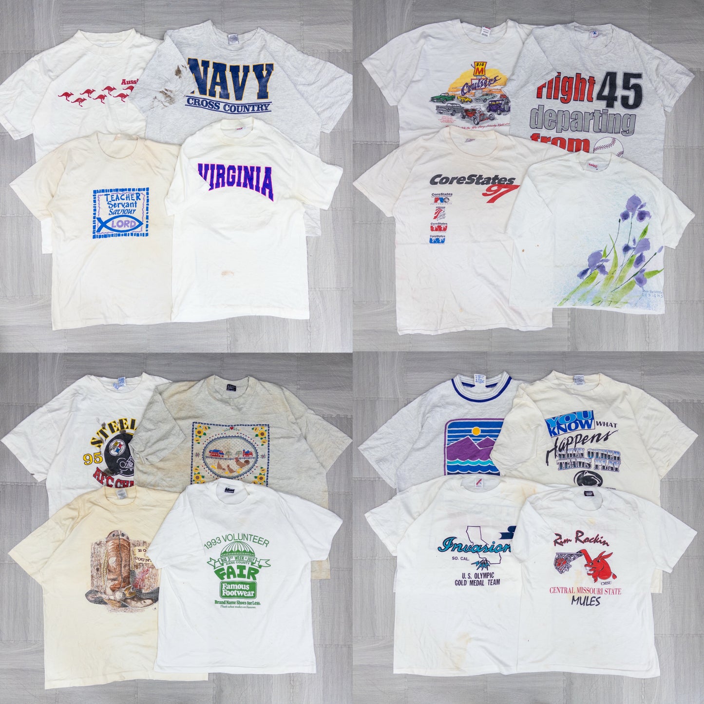 90's シミありTシャツ（白・グレー系）16pcs w0424003