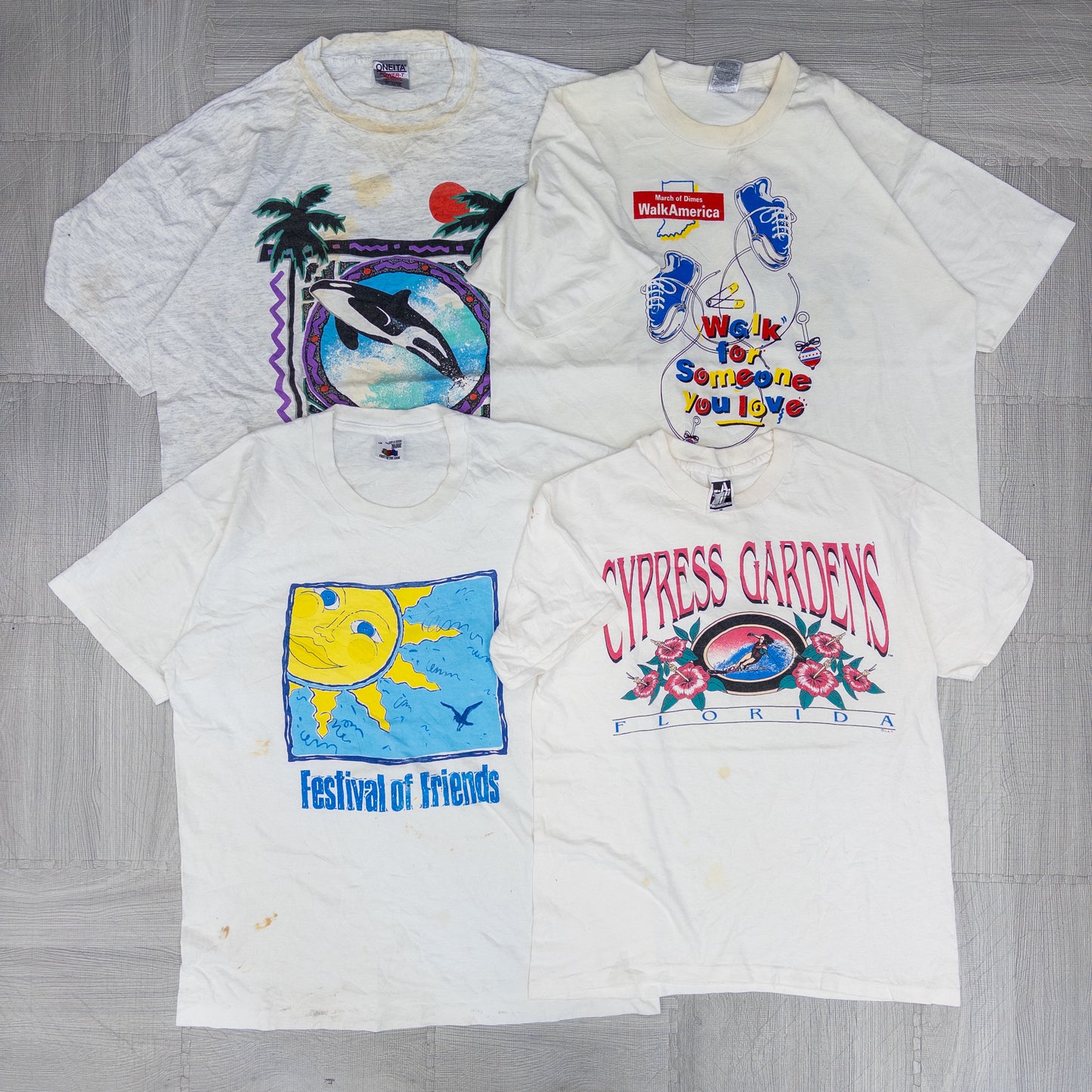 90's シミありTシャツ（白・グレー系）16pcs w0424006