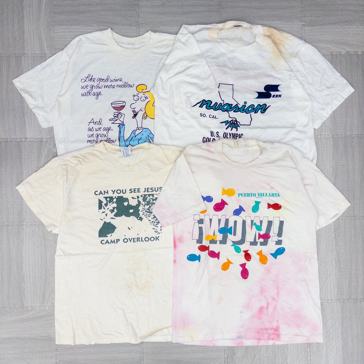 90's シミありTシャツ（白・グレー系）16pcs w0424007
