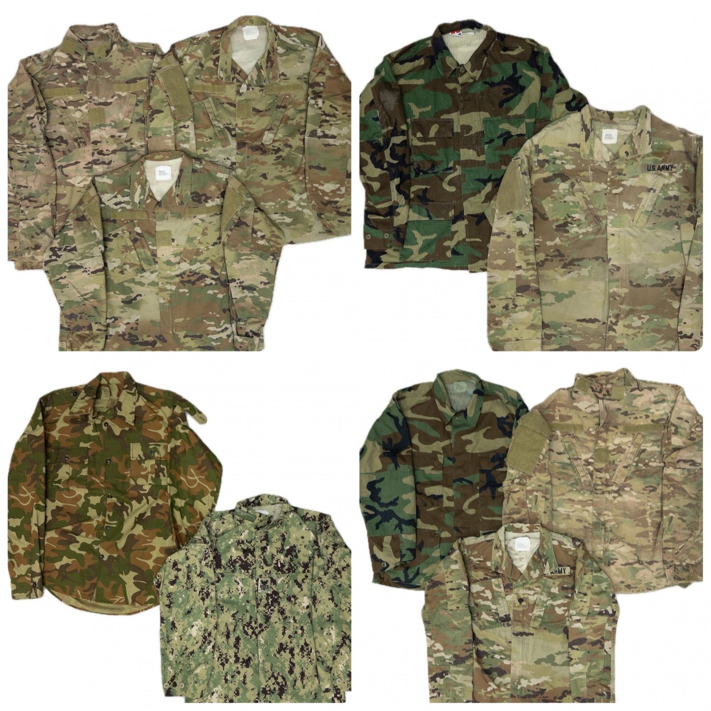 古着卸 現物まとめ売り 洗濯済み BDU フィールドジャケット ミリタリー  迷彩 カモ 10枚セット(S-XL) アメリカ軍