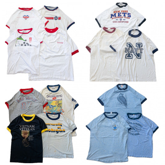 古着卸 現物まとめ売り 洗濯済み ビンテージ リンガーTシャツ 14枚セット (S-XL)