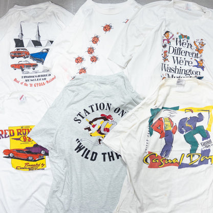 古着卸 現物まとめ売り 洗濯済み 90s シミあり白Tシャツ 25枚セット(M-XL)