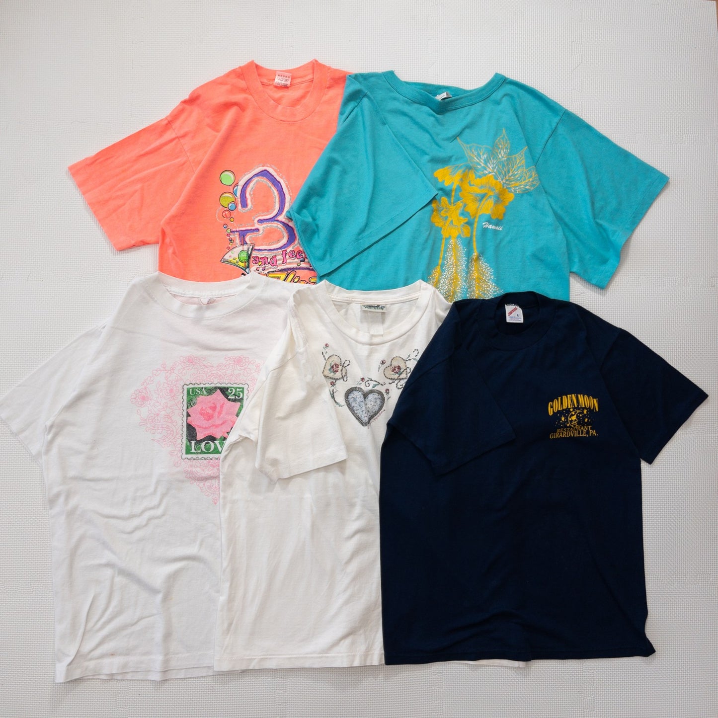 古着卸 現物まとめ売り 洗濯済み 90s レディース かわいい 半袖Tシャツ 20枚セット(S-XL)