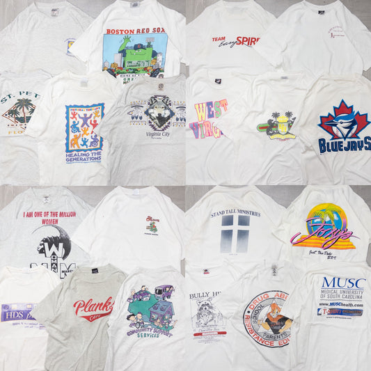 古着卸 現物まとめ売り 洗濯済み 90s シミあり 半袖Tシャツ 20枚セット(M-XXL) w615001