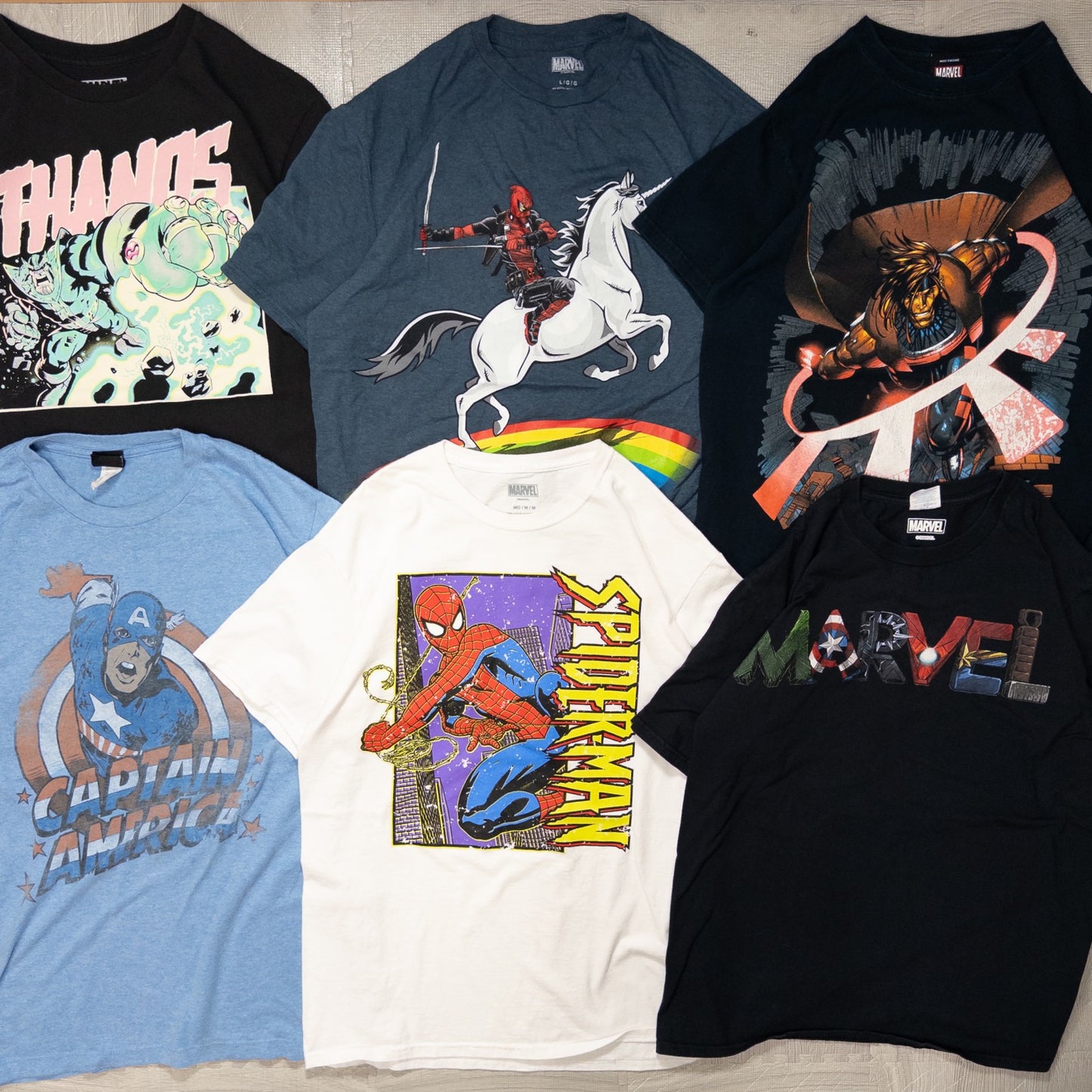 古着卸 現物まとめ売り 洗濯済み MARVEL アベンジャーズ 半袖Tシャツ 23枚セット(S-XXL) w701003