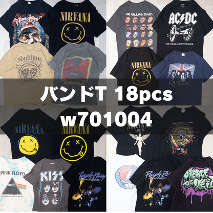 古着卸 現物まとめ売り 洗濯済み バンド 半袖Tシャツ 18枚セット(S-XL) w701004